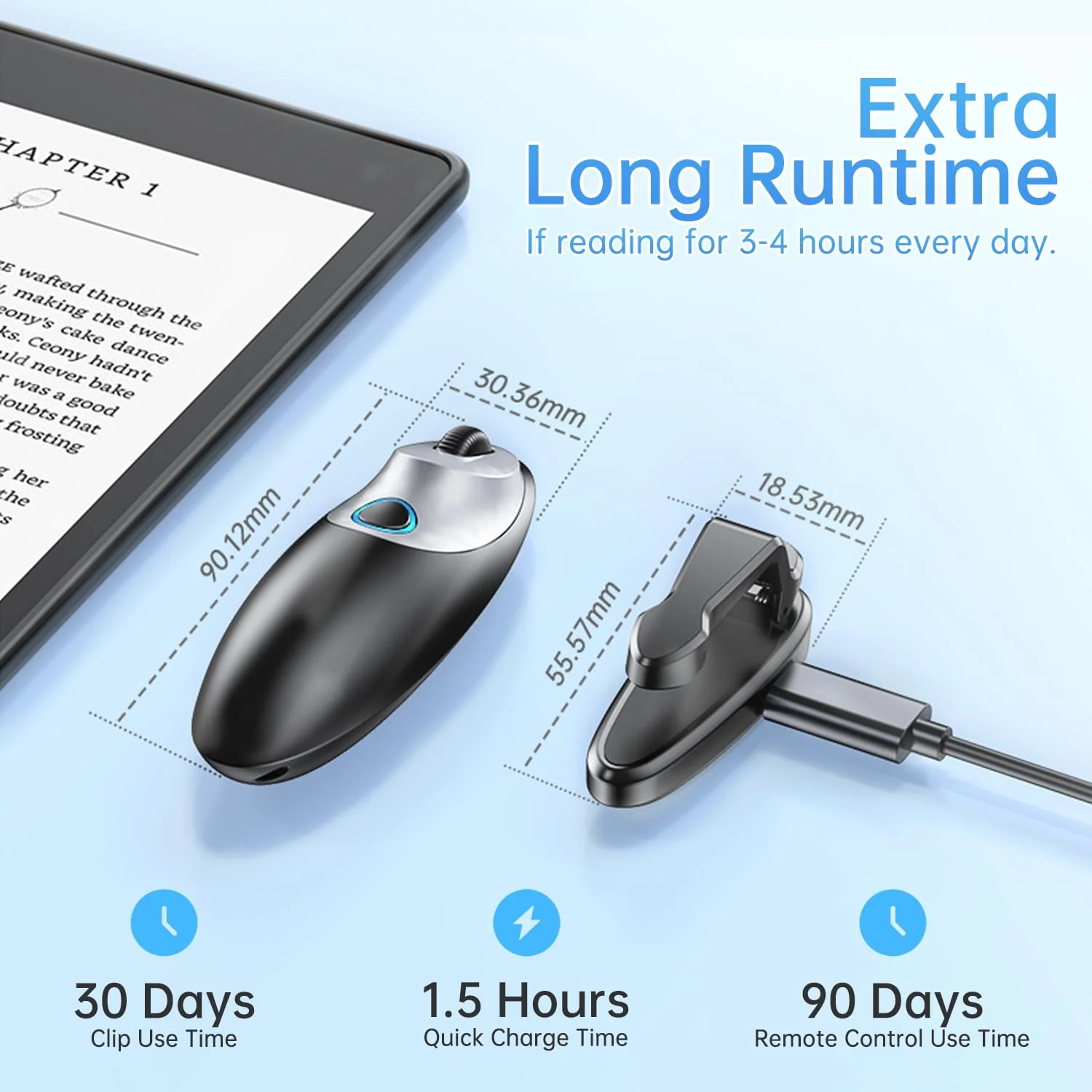 Kindle Page Turner Remote for Reading and eReaders, TikTok Remote Control, Camera Video Recording Remote Triggers, Page Turner for Kindle, iPhone, iPad, Android, Tablets with Wrist Strap Black - Image 5