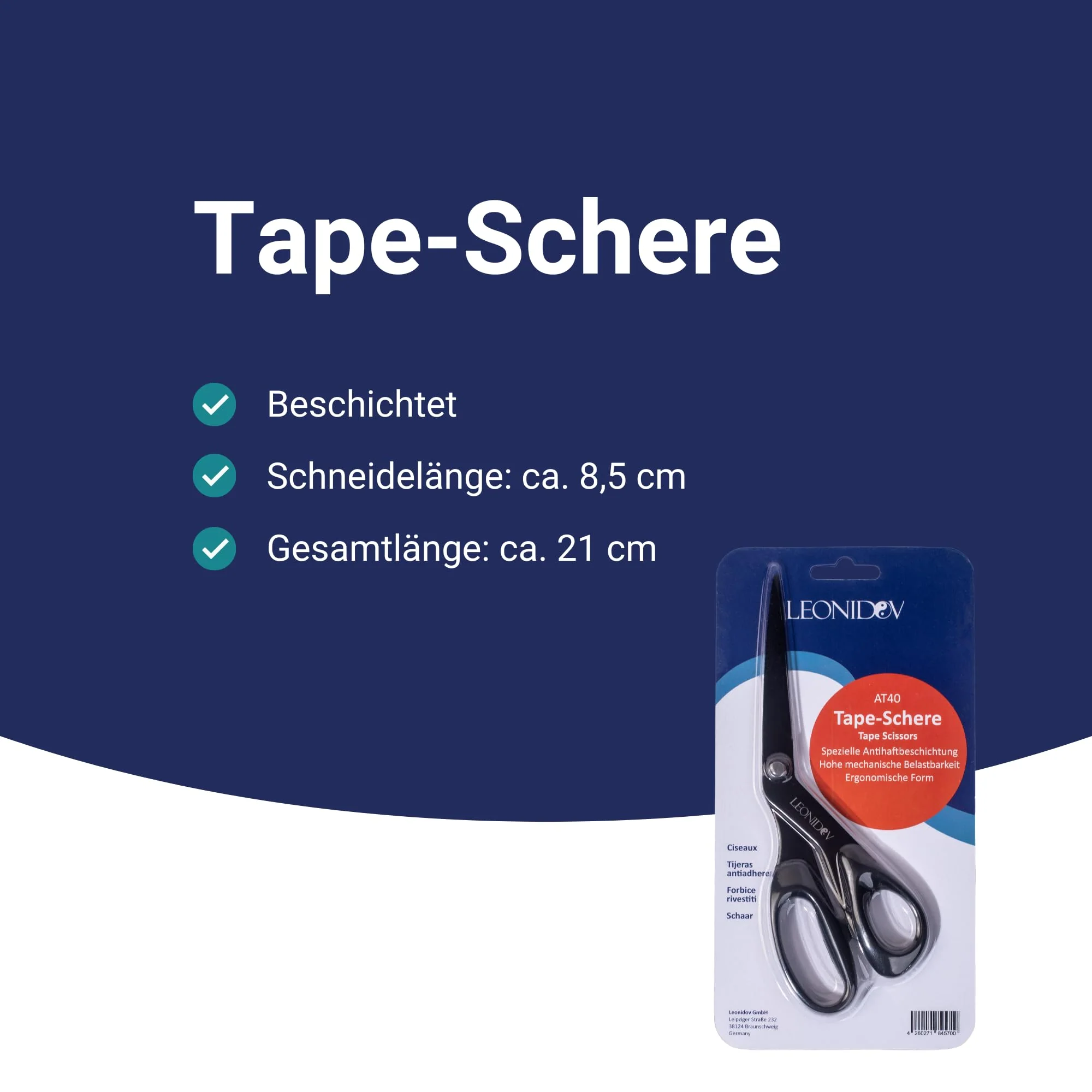 Kinesiology tape scissors teflon coated 21 cm - Leonidov - Image 4