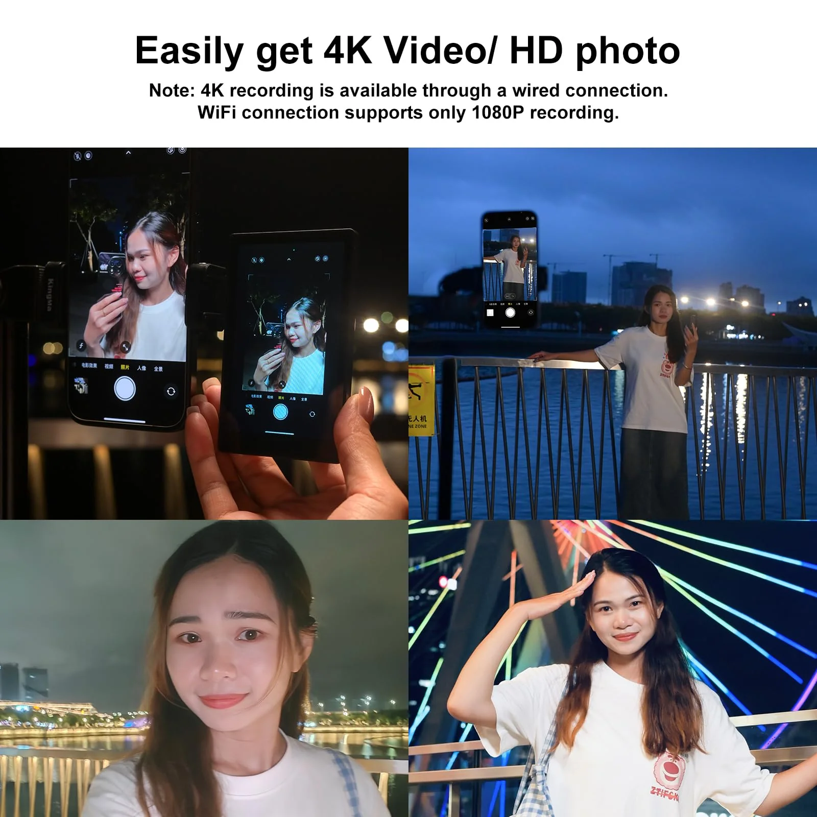 King Ma 4K 30FPS Phone Vlog Selfie Monitor Screen, Wired Mini Monitor for iPhone Rear Camera with Magnetic Phone Clip & Bluetooth Remote for Vlog Live Stream TikTok - Image 3