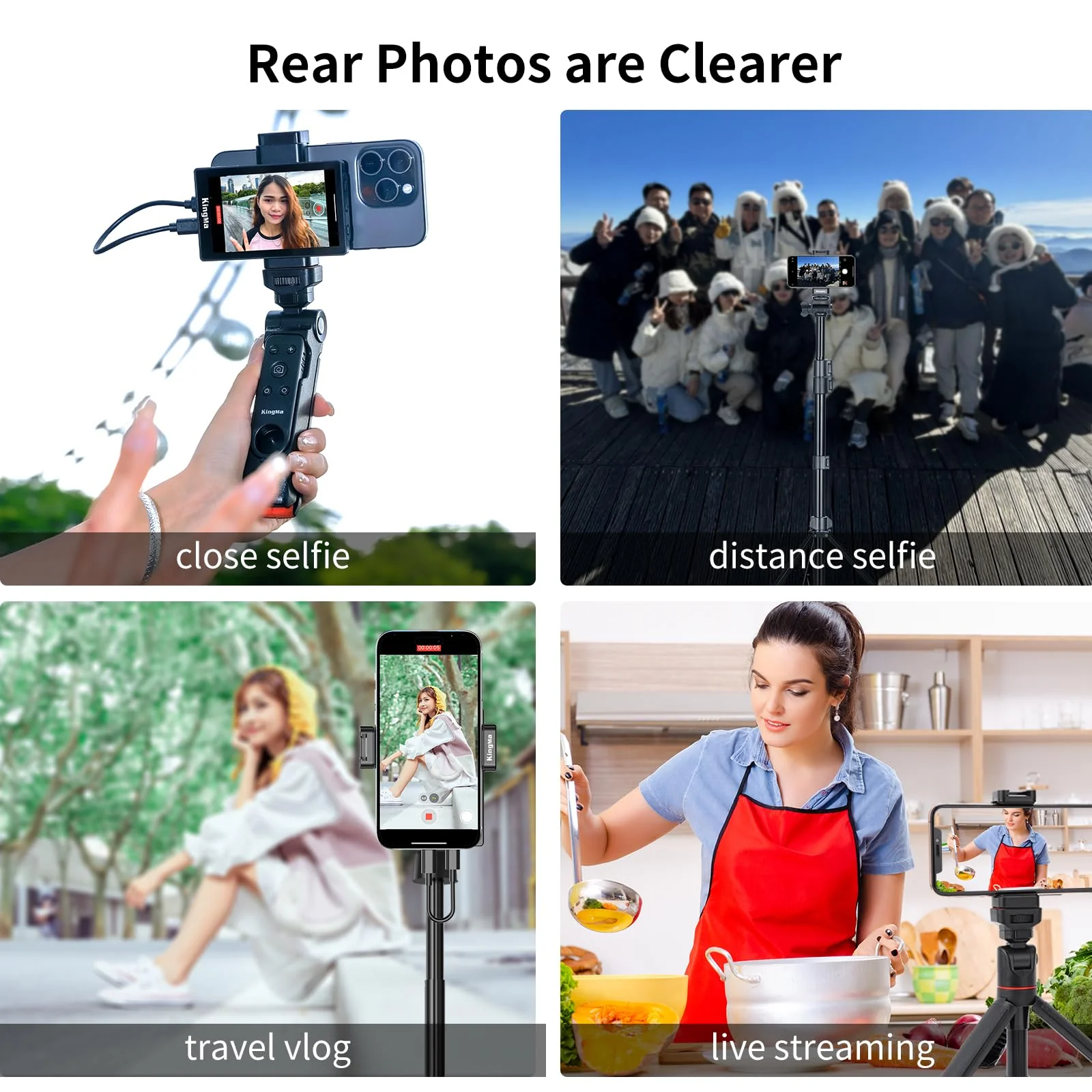 King Ma 4K 30FPS Phone Vlog Selfie Monitor Screen, Wired Mini Monitor for iPhone Rear Camera with Magnetic Phone Clip & Bluetooth Remote for Vlog Live Stream TikTok - Image 6