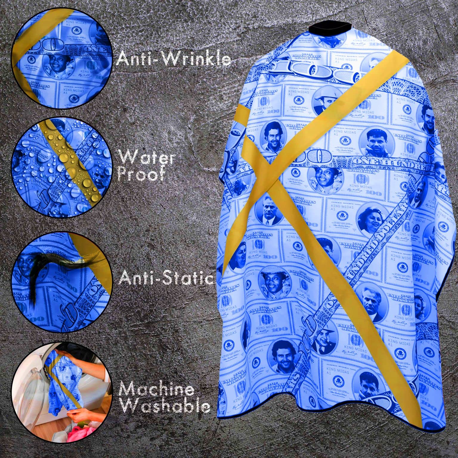 King Midas Empire Boss Money Cape - One Size Fits All - Durable and Lightweight Cape (Elastic, Blue) - Image 4