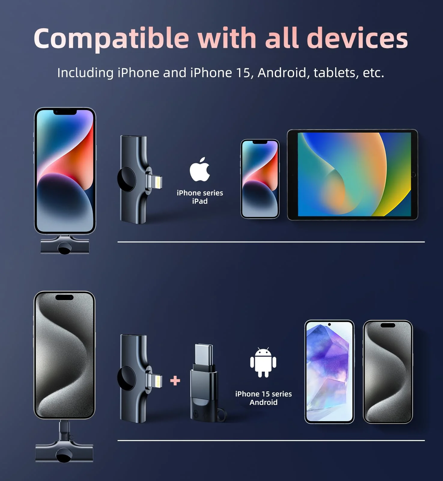 Kinglucky 2 Pcs Lavalier Mini Microphone for iPhone iPad Android Professional Noise Cancelling [360° Pick Up] Wireless Lavalier Microphone for Video Recording, Interview, YouTube, Live Streaming - Image 4