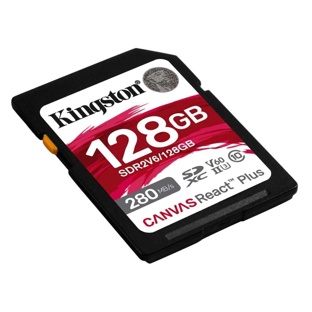 Kingston Canvas React Plus V60 SD 128GB SDXC UHS-II 280R/100W U3 V60 for Full HD/4K Black - Image 2