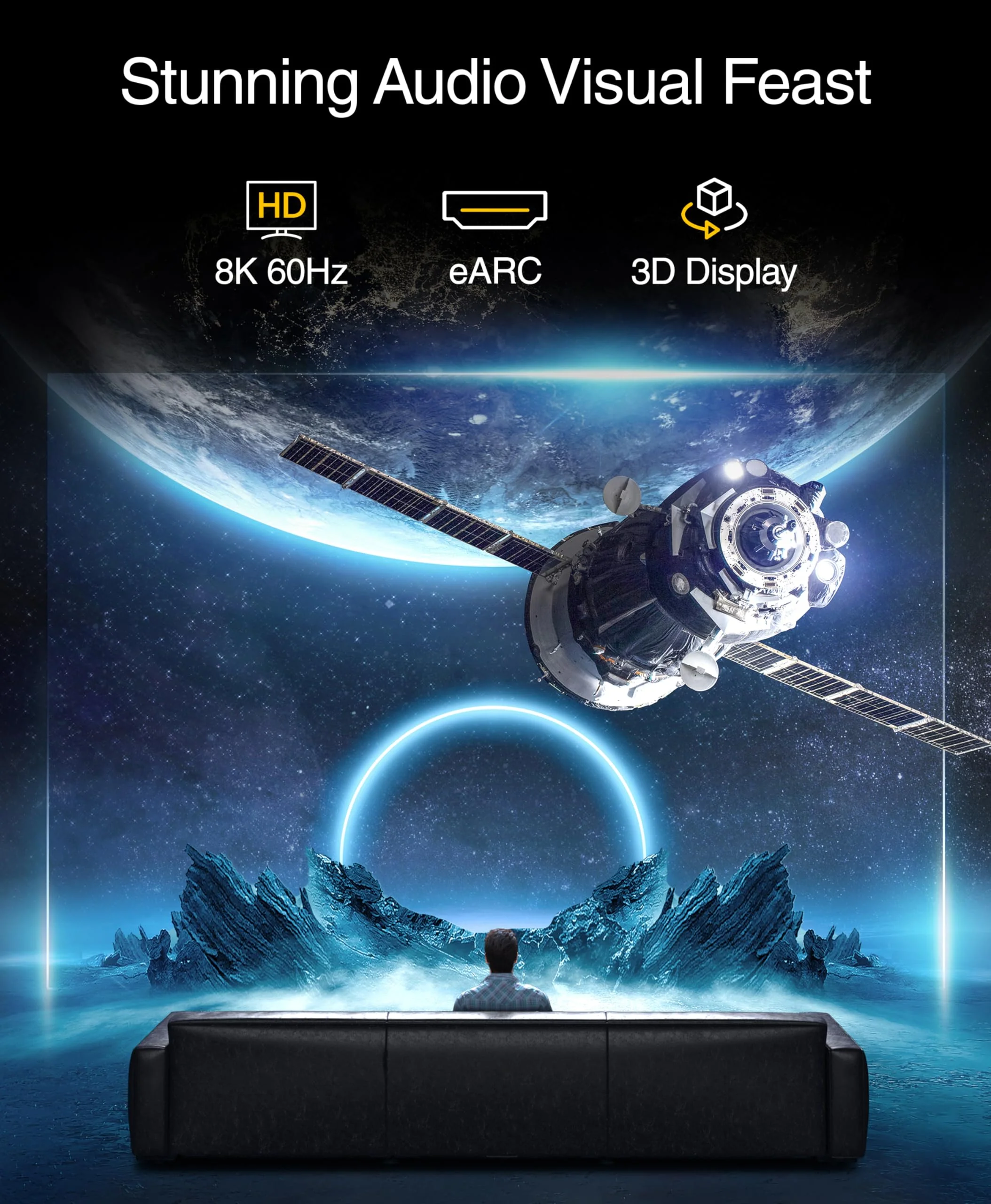 Kinivo 8K HDMI Switch 2 in 1 Out - (Uni-Directional, 8K 60Hz, Ultra HD Switcher Hub, 48Gbps HDMI Hub, HDR10+ Selector, Manual Switching Only) - Compatible with HDTV, PS5/4, Xbox, Projector 8K - 2 Port - Image 3