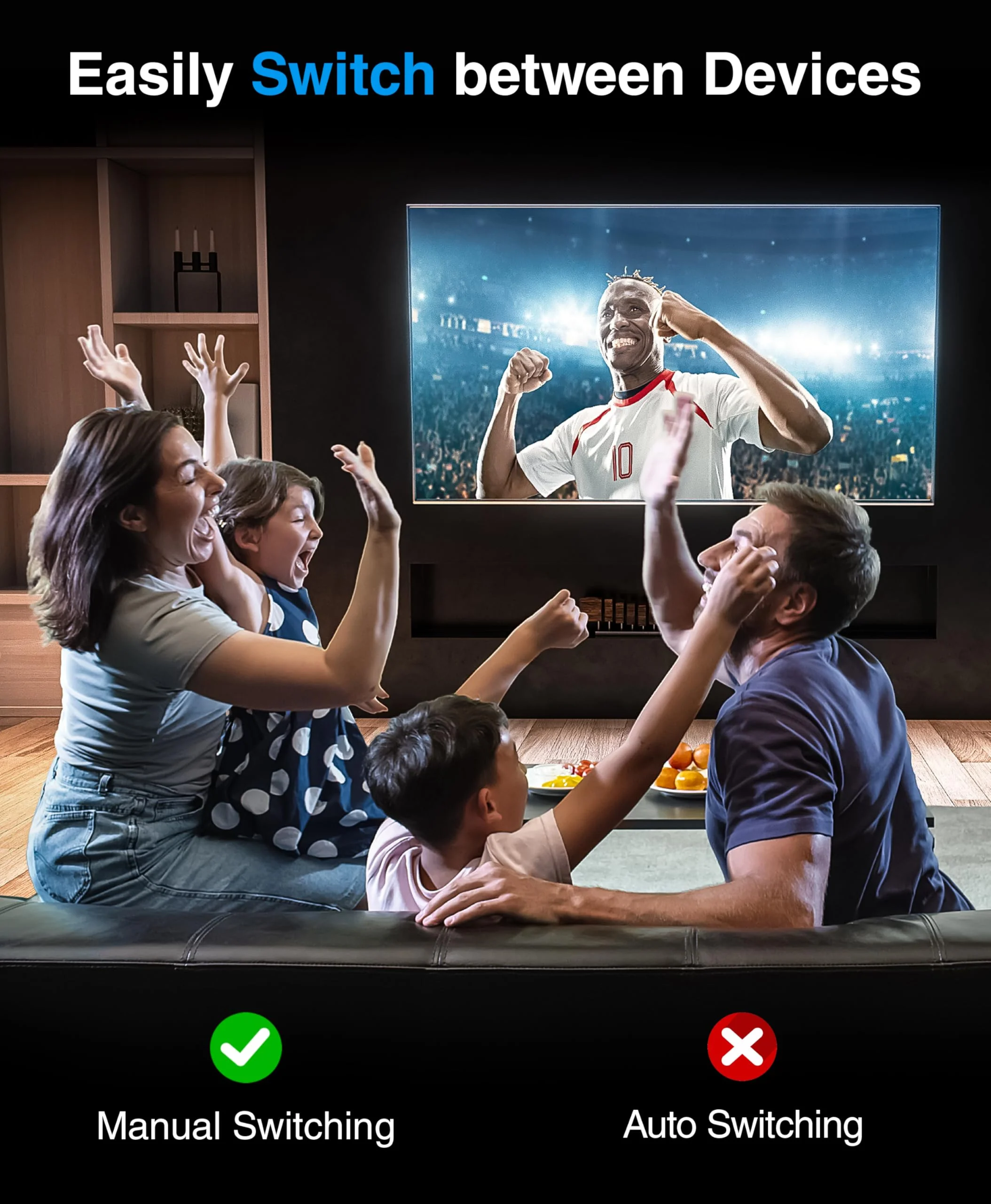Kinivo 8K HDMI Switch 2 in 1 Out - (Uni-Directional, 8K 60Hz, Ultra HD Switcher Hub, 48Gbps HDMI Hub, HDR10+ Selector, Manual Switching Only) - Compatible with HDTV, PS5/4, Xbox, Projector 8K - 2 Port - Image 7