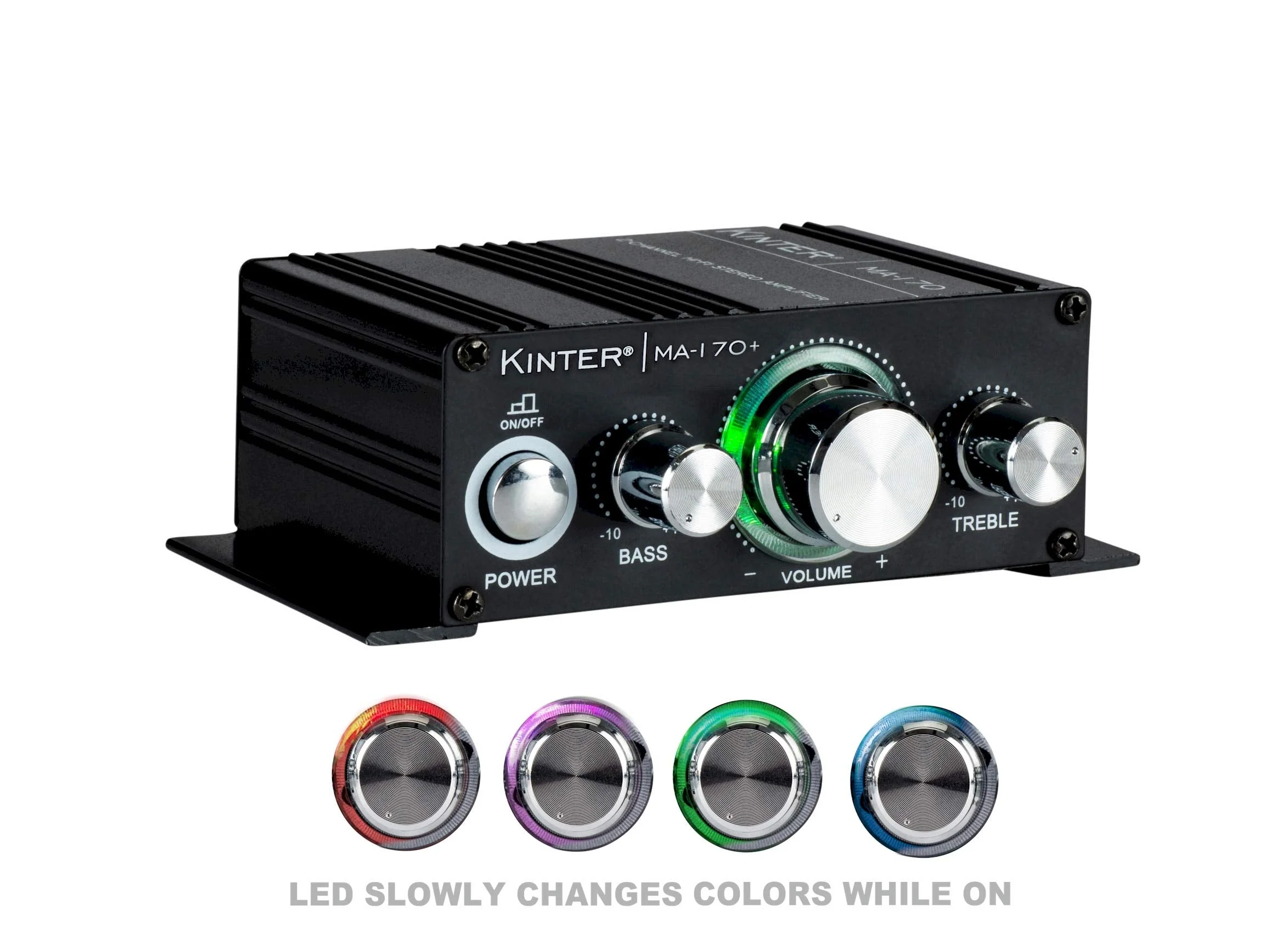 Kinter MA170+ 2-Channel Auto Home Cycle Arcade DIY 2 x 18 W Mini Amplifier Bass Treble RCA Input Audio Mini Amplifier with 12V 3A Power Supply Black - Image 3