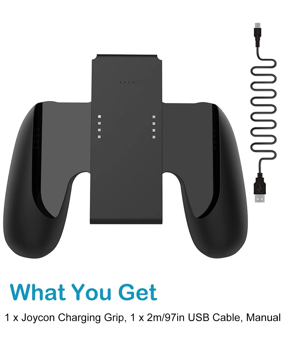 KINVOCA Charging Grip with 2000mAh Battery, 2-in-1 Comfort Grip for Nintendo Switch Controller, Controller Charger with 32in USB-C Cable, Power & Charge Indicators, Overcharge Protection Grip for Original Controller ONLY(2000mAh Battery) - Image 7