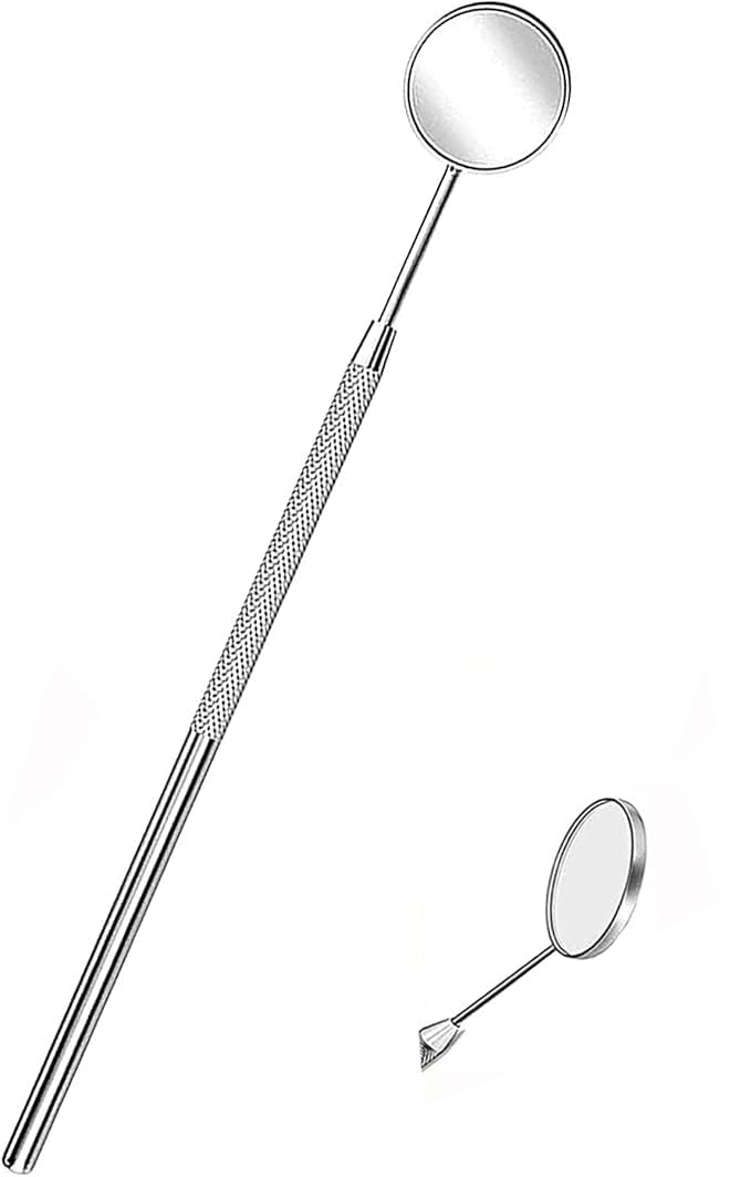 KINZIO Dental Mouth Mirror Mouth Tooth Mirror Inspection Mirror Curve Angle Dentist Oral Care Mouth Control Extension Tool Also Suitable for Eyelash Extensions (Silver) Silver - Image 7