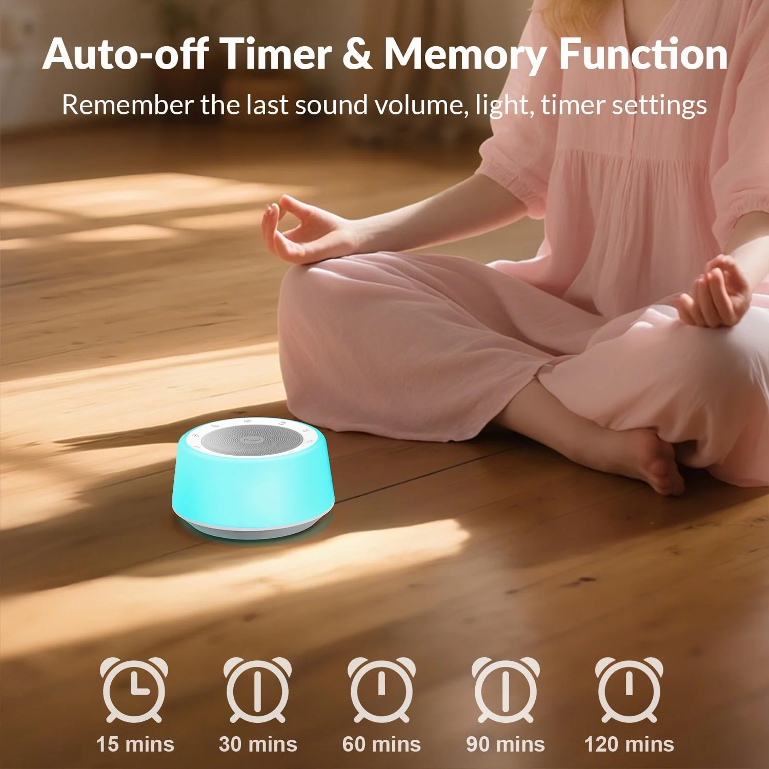 Kipcush Tibetan Singing Bowls Sound Machine - 11 Different Sized Sound Bowls with Night Light for Yoga, Meditation, Mindfulness, Healing, Chakra Healing and Stress Relief, Timer, Plug in Small - Image 6