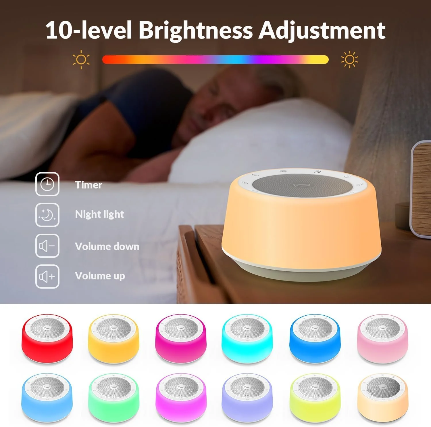 Kipcush Tibetan Singing Bowls Sound Machine - 11 Different Sized Sound Bowls with Night Light for Yoga, Meditation, Mindfulness, Healing, Chakra Healing and Stress Relief, Timer, Plug in Small - Image 7