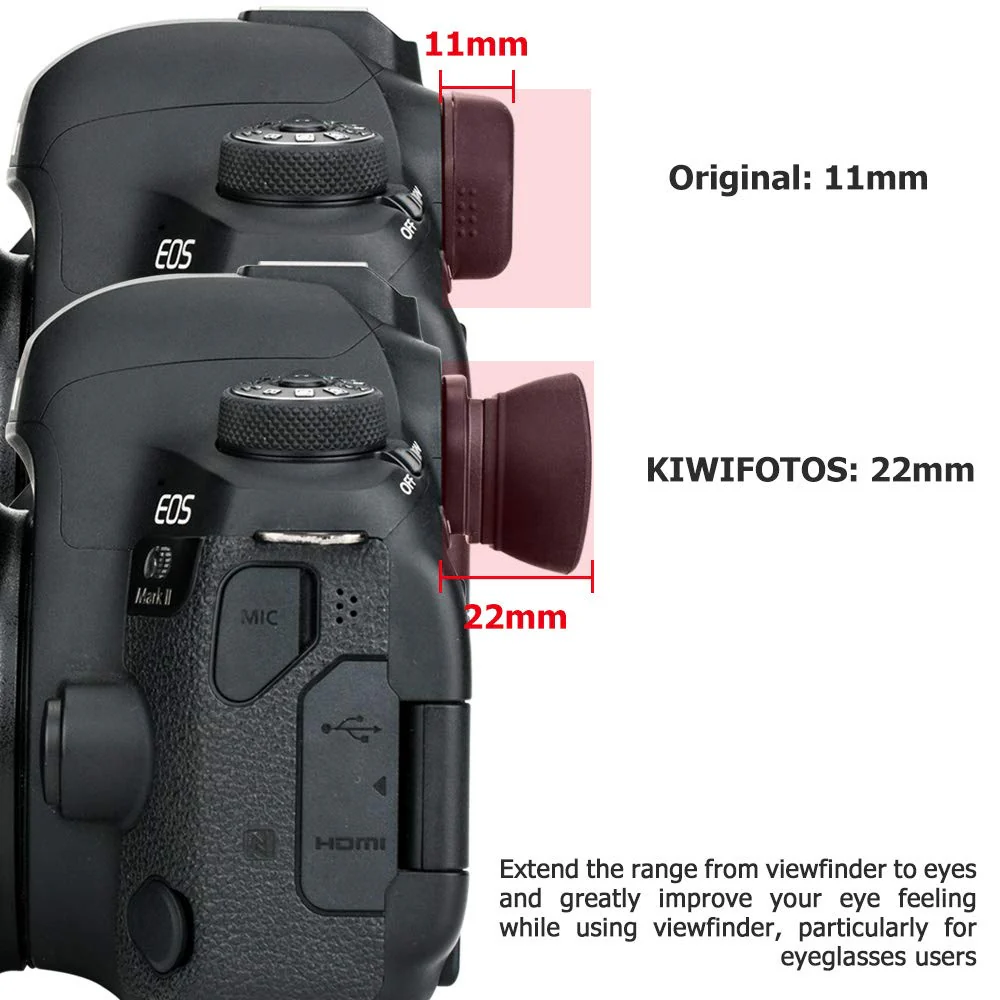 Kiwifotos Long Soft Viewfinder Eyecup Eyepiece for Canon EOS 90D 80D 70D 60D 77D 6D Mark II 5D Mark II Rebel T7 T6 T5 T100 T8i T7i T6s T6i T5i T4i T3i T2i T1i SL3 SL2 SL1 4000D 50D 40D 30D and More Canon Ef Eb Replacement - Image 4