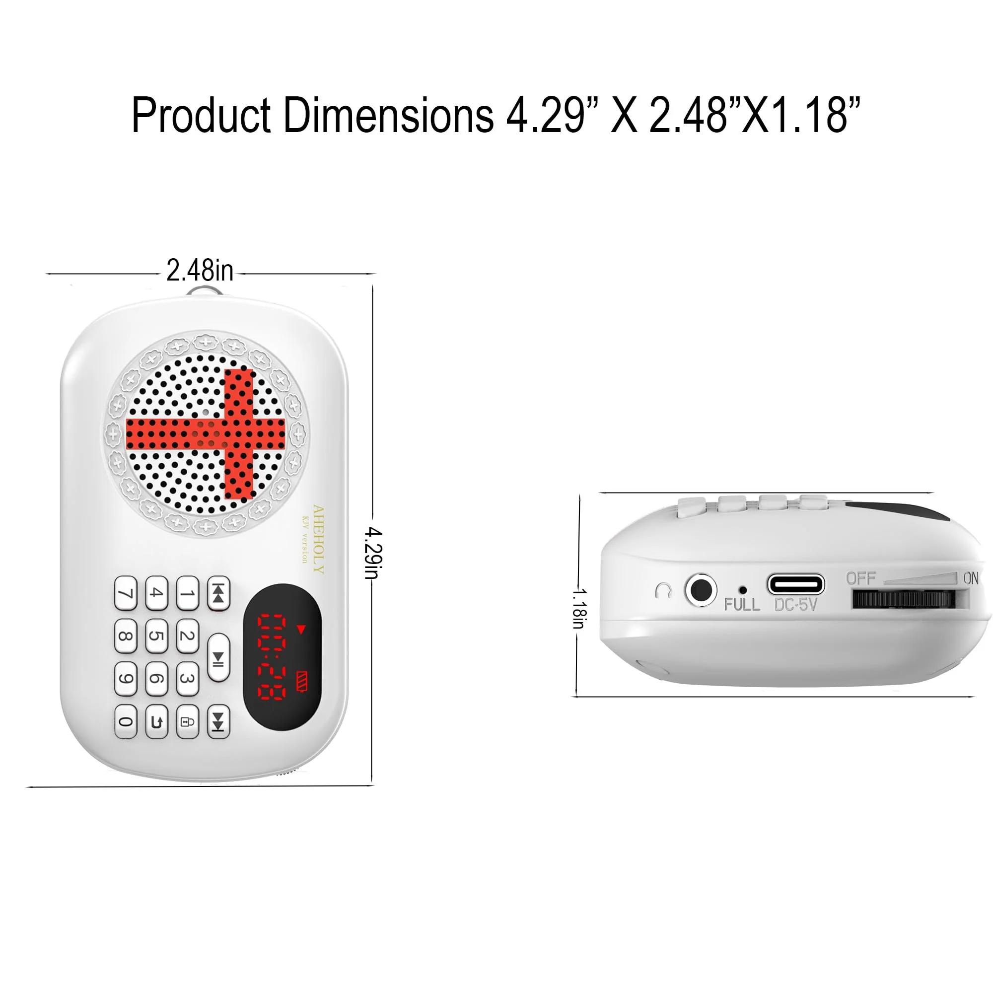 KJV Audio Bible Player – Portable Electronic Bible Device, Offline Rechargeable Scripture Player with Simple Buttons for Seniors & Home Use, White - Image 7