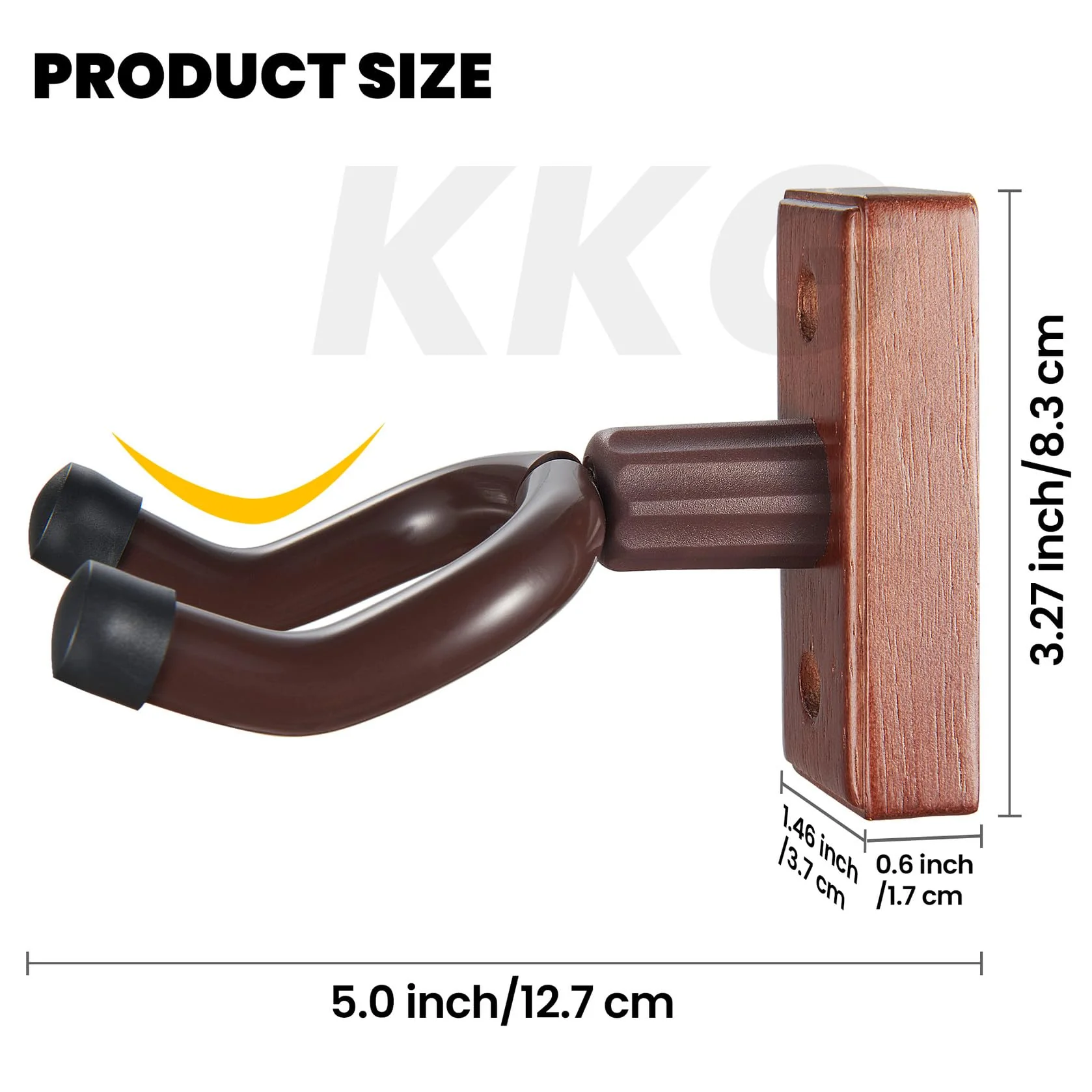 KKG 5 Pack Guitar Brown Wall Mount,Guitar Wall Hanger, Guitar Hanger Wall Hook Holder Stand with Screws, Hardwood Guitar Wall Mount Hanger for Acoustic Guitar, Electric Guitar, Banjo, Bass 5PcsBrown - Image 2