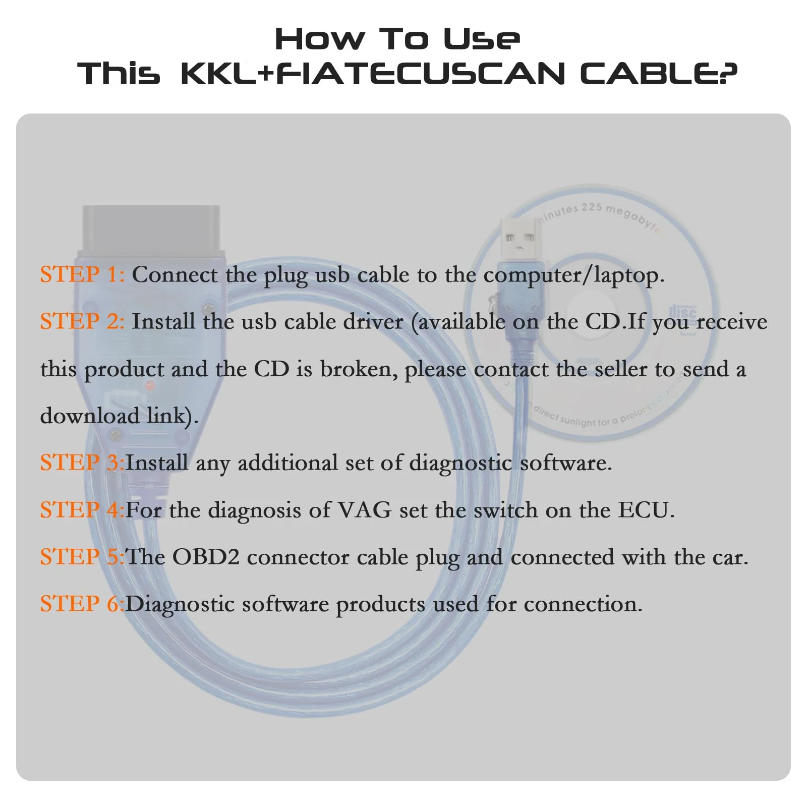 KKL 409 FiatEcuScan OBD2 Cable with FT232RL Chip,Diagnostic Software for VG-COM 409+FIATECUSCAN Interface 2 IN 1 Scanner Tool with 4Way Switch,Compatible with Vvv,Audi,Fiat,Alfa,Lancia Vehicle - Image 7