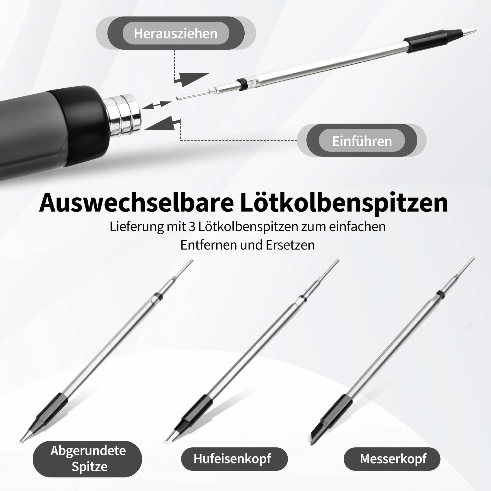 KKMOL Battery Soldering Iron Set, USB Rechargeable Soldering Iron with LCD, Temperature Adjustable 330 °C - 450 °C, 3 Soldering Tips, Soldering Wire, Soldering Paste, Professional Safe Complete Gray - Image 4
