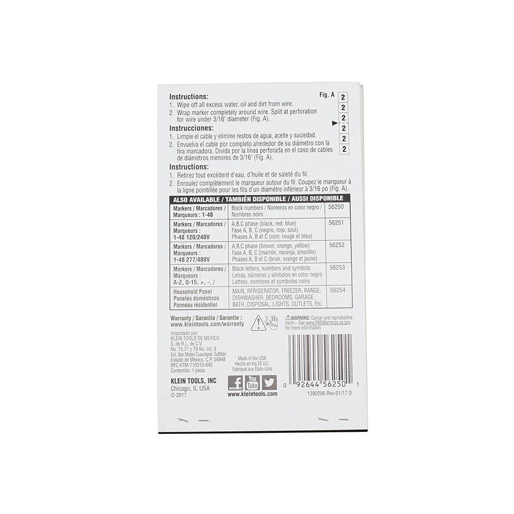 Klein Tools 56250 Wire Marker Book, 1-48 - Image 8
