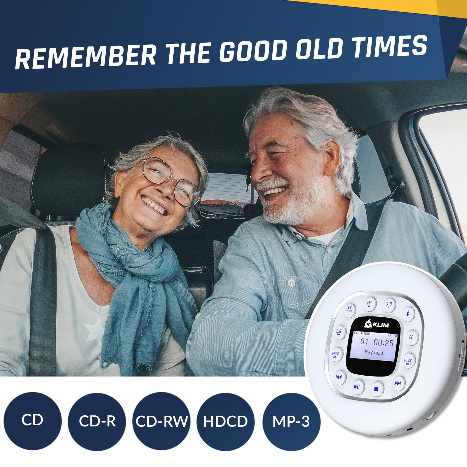 KLIM Journey + Portable CD Player Walkman with Long-Lasting Battery + New 2024 + w/Headphones + Radio FM + Compatible MP3 CD Player + SD Card, FM Transmitter, Bluetooth + Ideal for Cars - White - Image 7