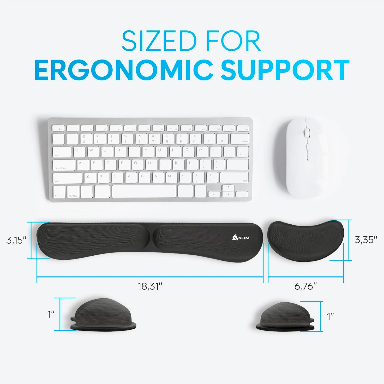 KLIM Mouse & Keyboard Wrist Rest Set - Silky Gel Memory Foam - Ergonomic Wrist Rest for Computer Keyboard, Wrist Pad for Keyboard + Wrist Rest for Mouse - for Gaming and Office - Pain Relief - Black Keyboard & Mouse Wristrest - Image 7