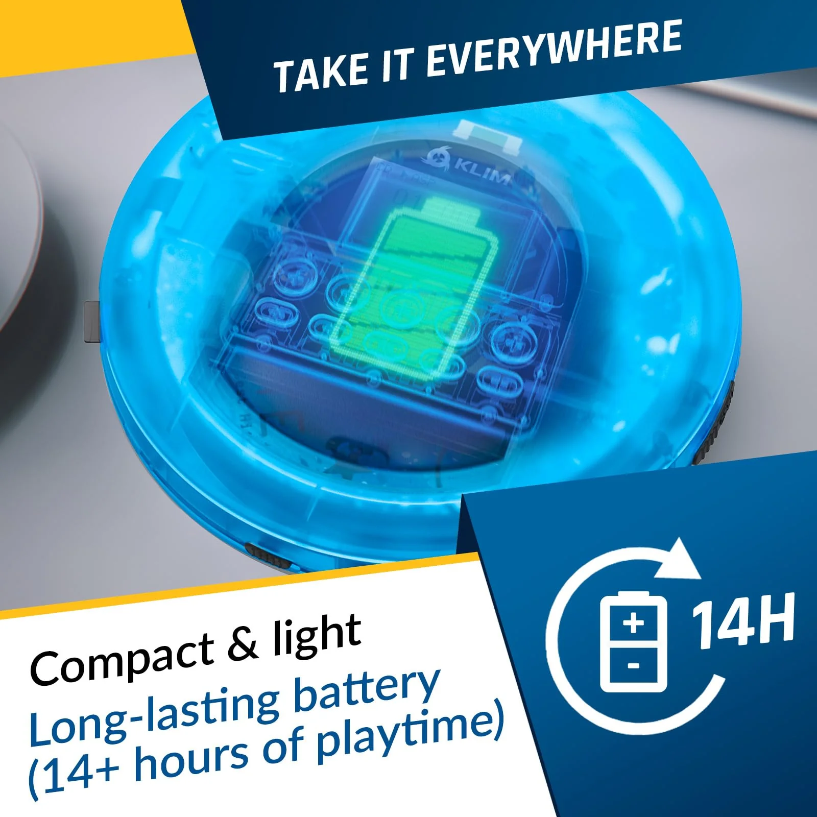 KLIM Nomad Transparent Blue - Portable CD Player Walkman with Long-Lasting Battery - Includes Headphones - Discman MP3 Player - TF Card FM Radio Bluetooth AUX - Ideal for Home, Cars - 2024 Version - Image 4
