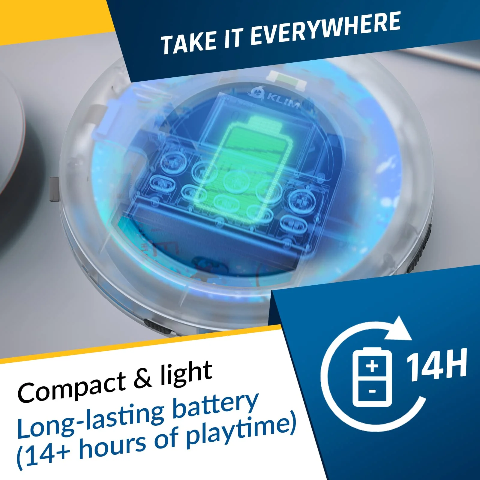 KLIM Nomad Transparent - New 2024 - Portable CD Player Walkman with Long-Lasting Battery - Includes Headphones - Radio FM - MP3 CD Player Portable - TF Card Radio FM Bluetooth - Ideal for Cars Clear - Image 6