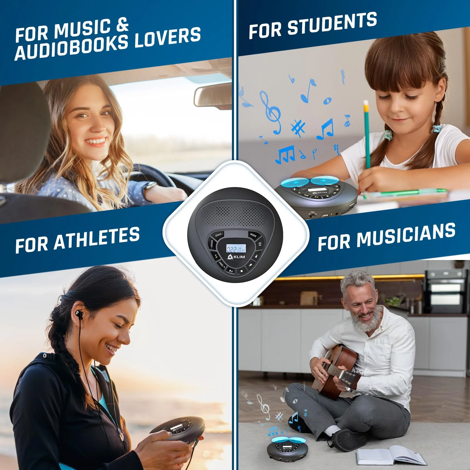 KLIM Speaker + Bluetooth CD Player with Speakers + NEW 2024 + Discman + Rechargeable Battery + Portable CD Player with Headphones + CD Player Portable + SD Card + AUX + Ideal for Car, Home With Bluetooth - Image 5