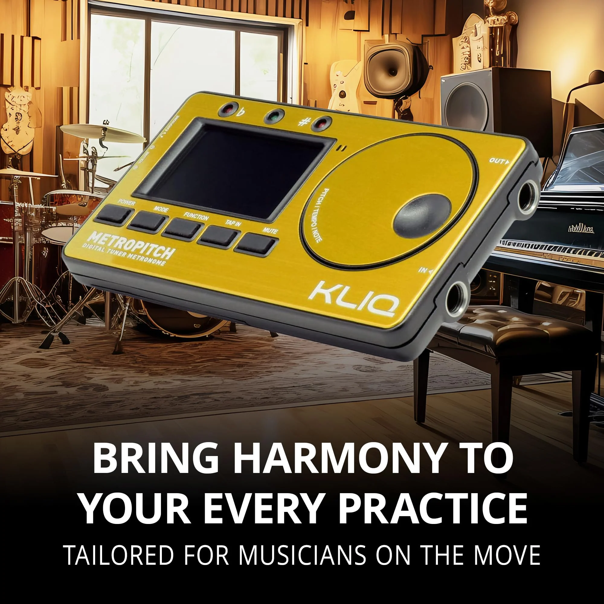 KLIQ MetroPitch - Metronome Tuner for All Instruments - with Guitar, Bass, Violin, Ukulele, and Chromatic Tuning Modes (MetroPitch, Gold) - Image 3
