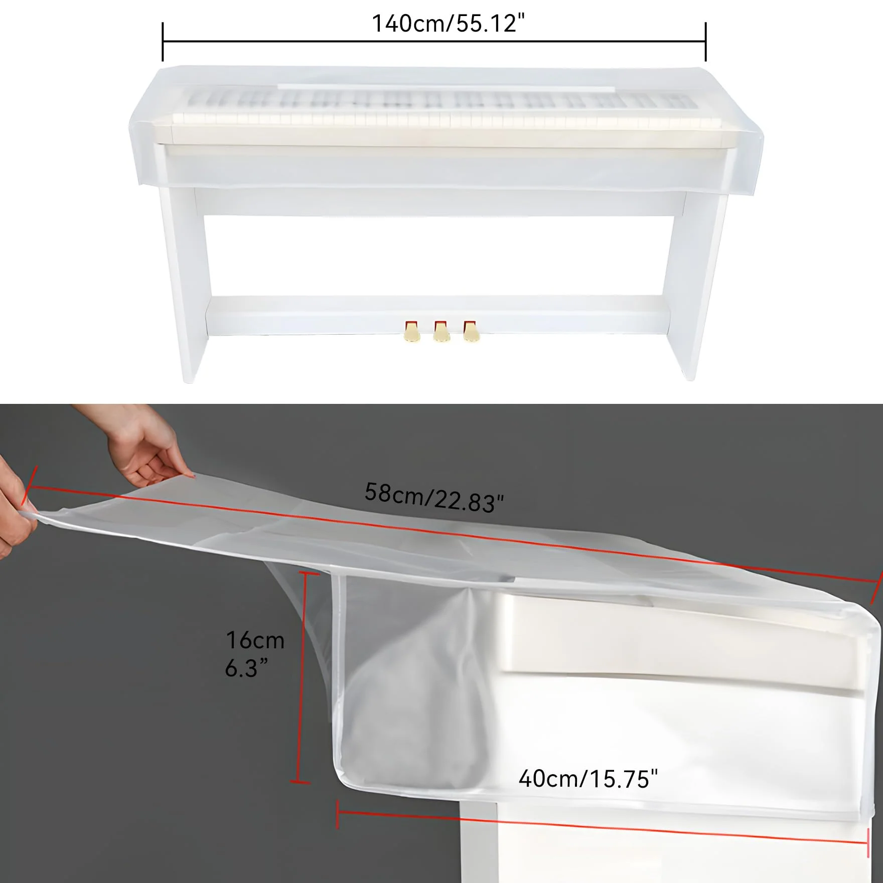 Klmnop Piano Keyboard Dust Cover for 88 Keys, Waterproof Transparent Piano Covers for Protection of Electric/Digital Piano(Clear) Clear - Image 3