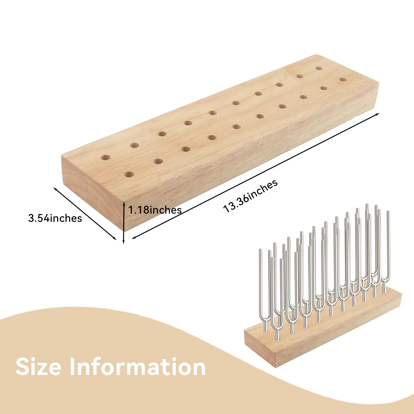 Klmnop Tuning Fork Holder, Wooden Tuning Fork Storage Rack Holds Up to 20 Tuning Forks for Convenient Storage(Fork Not Include) Natural - Image 2