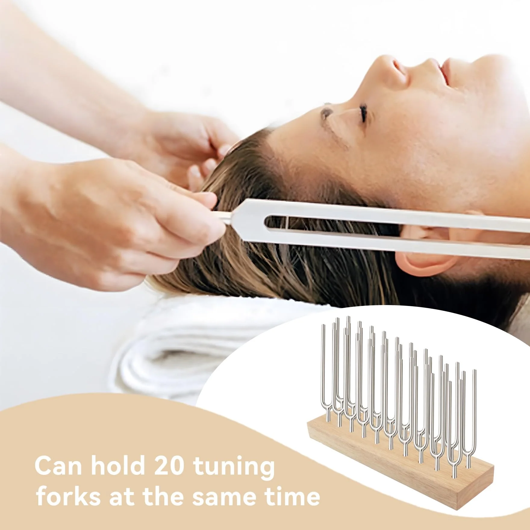 Klmnop Tuning Fork Holder, Wooden Tuning Fork Storage Rack Holds Up to 20 Tuning Forks for Convenient Storage(Fork Not Include) Natural - Image 4