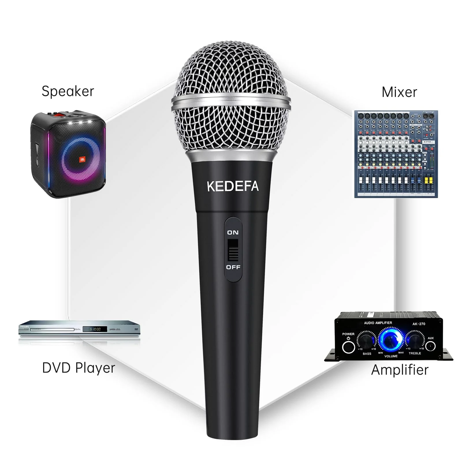 KM58 Handheld Wired Karaoke Microphone, Cardioid Dynamic Vocal Mic with 13.12ft Detachable XLR Audio Cable and ON/Off Switch, for Karaoke Singing Machine, Speaker - Image 4