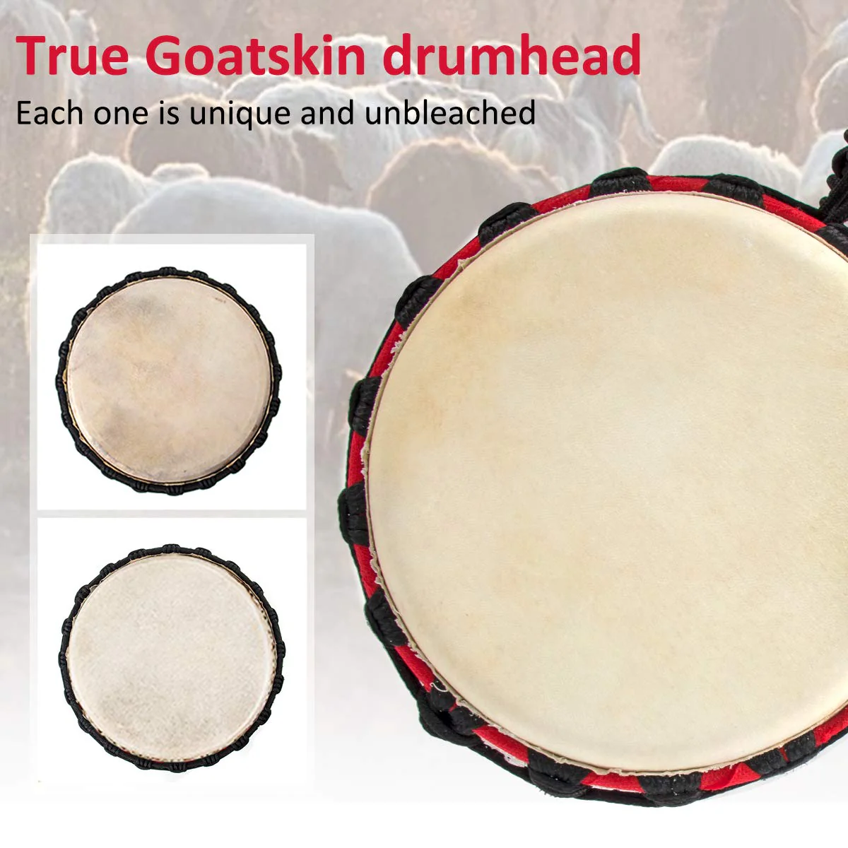 Kmise 8" Djembes African Hand Drum Mahogany Standard Goat Skin Drumhead (MI3039) 8 inch - Image 4