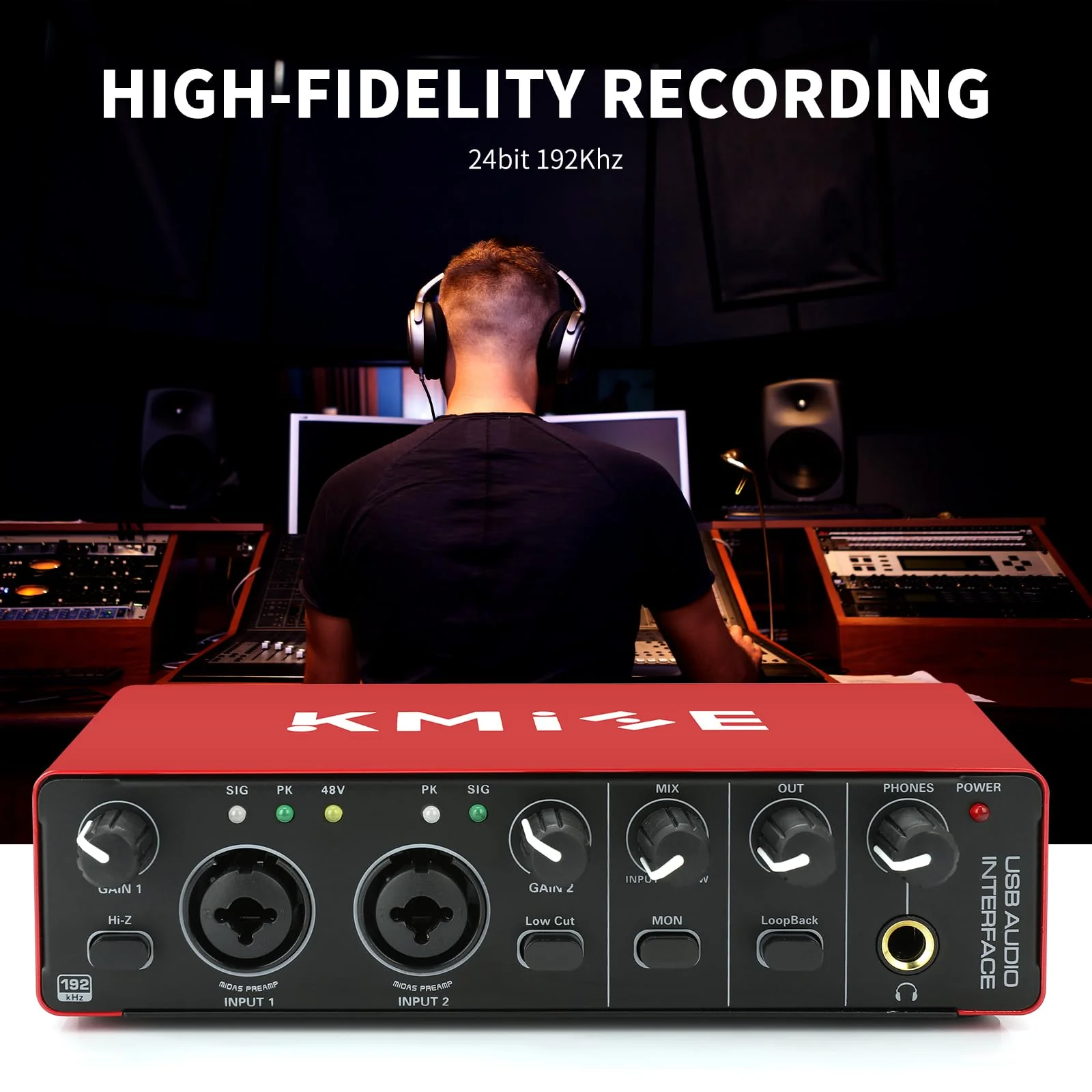 Kmise USB Audio Interface for Guitarists, Vocalists, Podcasters or playback studio quality sound - Image 4