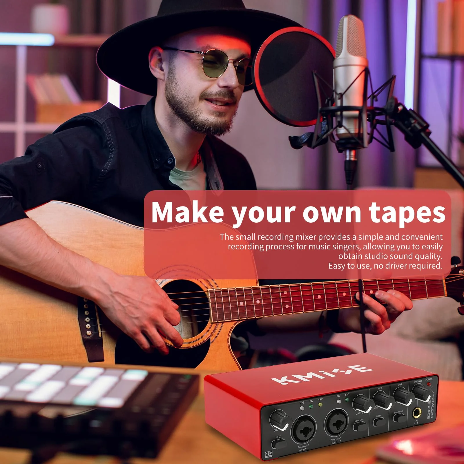 Kmise USB Audio Interface for Guitarists, Vocalists, Podcasters or playback studio quality sound - Image 5