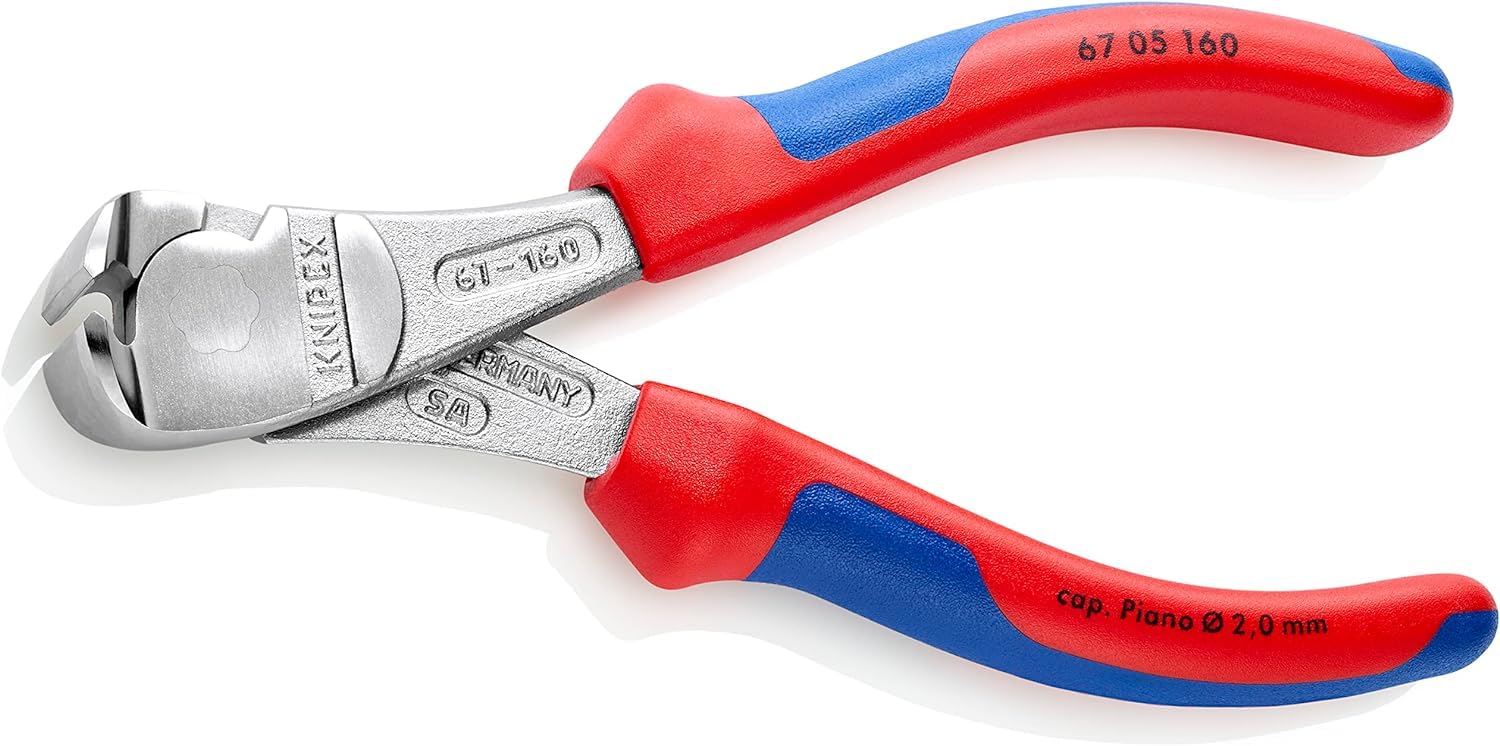 Knipex 67 05 160 Heavy Duty End Cutters Chrome-Plated with Multi-Component Sleeves 160 mm With Multi-component Sleeves, Blue/Red - Image 2
