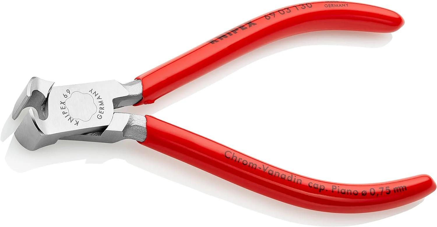 Knipex 69 03 130 End Cutting Nipper for mechanics chrome plated plastic coated 130 mm Chrome-plated - Image 2