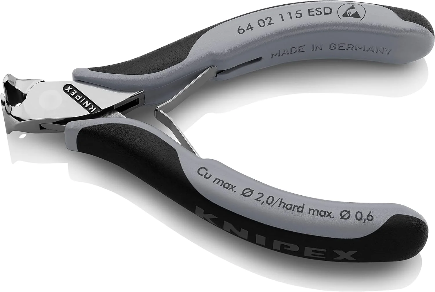 KNIPEX Electronic End Cutting Pliers ESD with Multi-Component Sleeves 115 mm 64 02 115 ESD Without facet 130 mm - Image 2