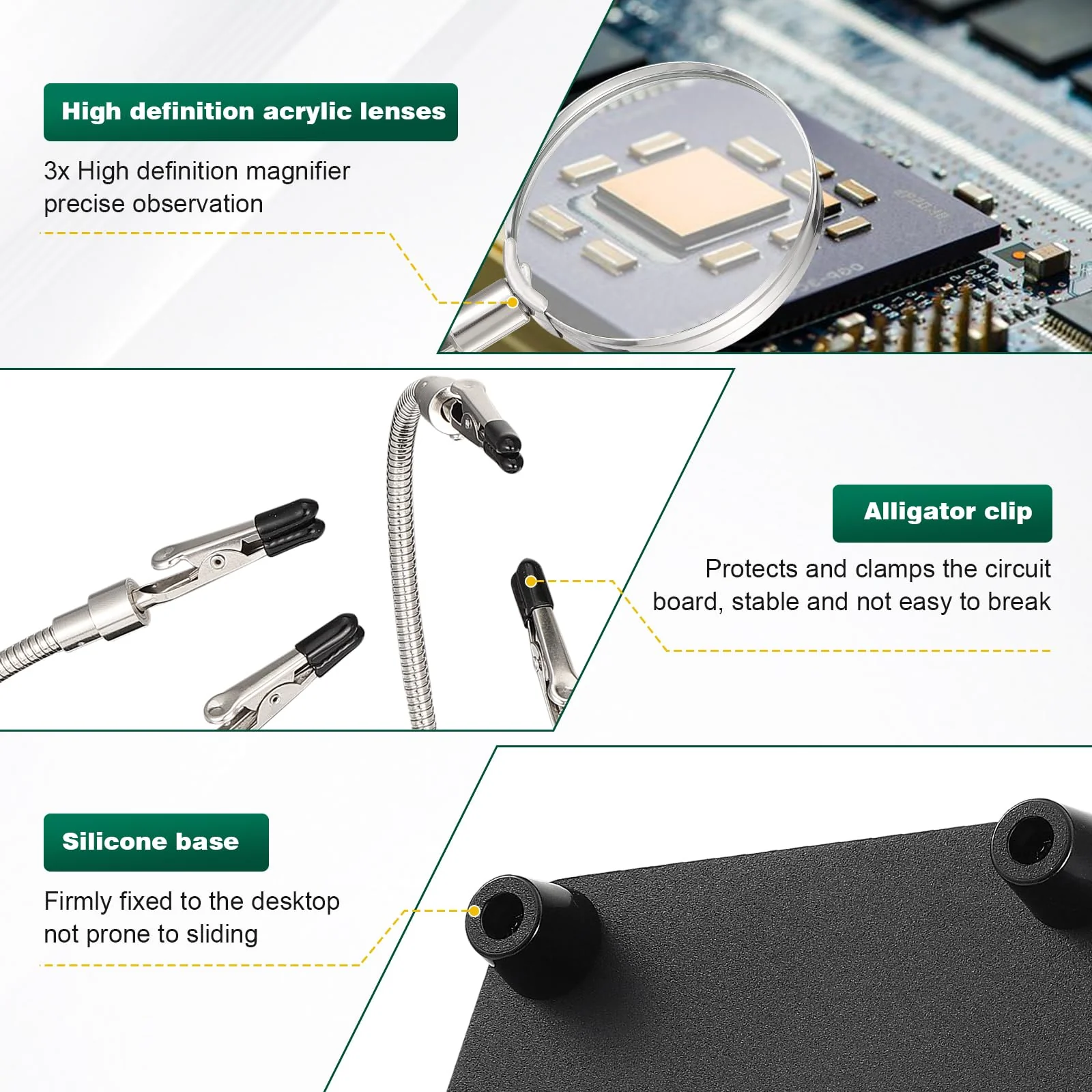 Knpwer Lötstation Helping Hands mit Lupe,Magnetische Helfende Hand, Lötende Dritte Hände,mit 3 x Lupe Arme Helfer für PCB Crafts Uhr - Image 4