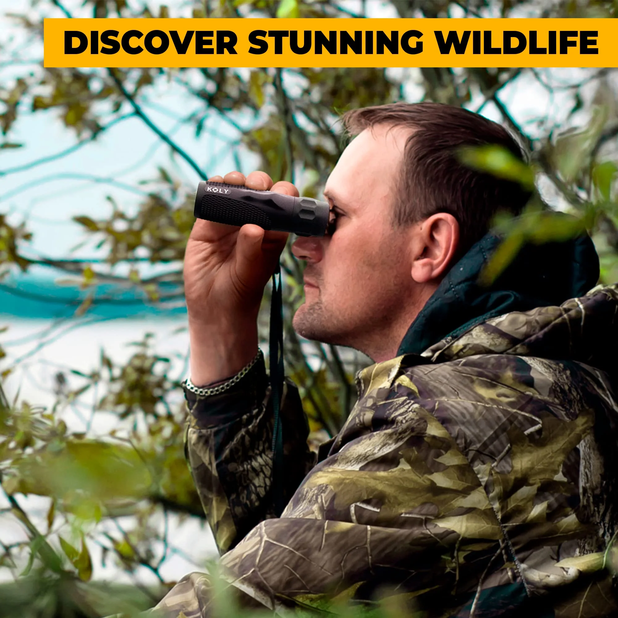 Koly BAK-4 Prism 10X25 Monocular Telescope, Compact Weather Resistant Scope with Snake Skin Grip, Designed for Bird Watching, Hiking, Hunting, Archery, and More, 10X Magnification, Black - Image 2