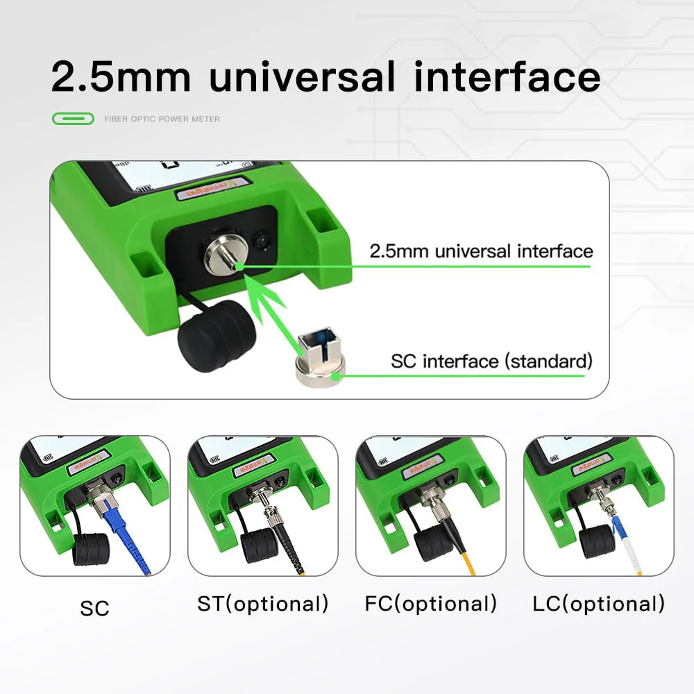 Komshine KPM-35 Fiber Optic Cable Tester Portable Optical Fiber Power Meter with 7 Wavelengths 850nm-1625nm+Measurement Range -70~+10dBm+2.5mm Universal Interface+Self Calibration - Image 8