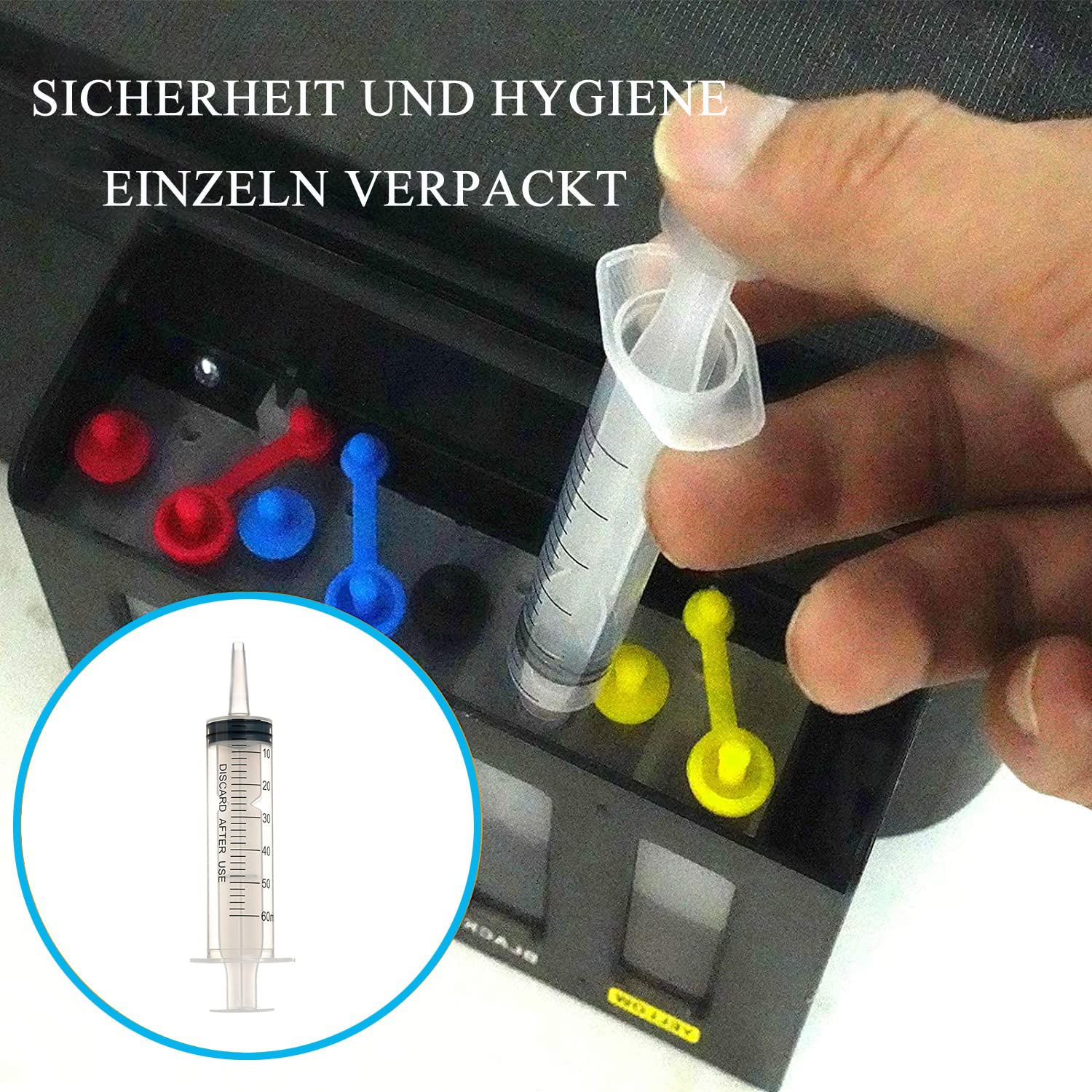 KOMUNJ Large Plastic Syringe with 1 Hose for Engine Oil Liquid Animal Feeding Experiments Industrial Use (60 ml) 60 ml - Image 6