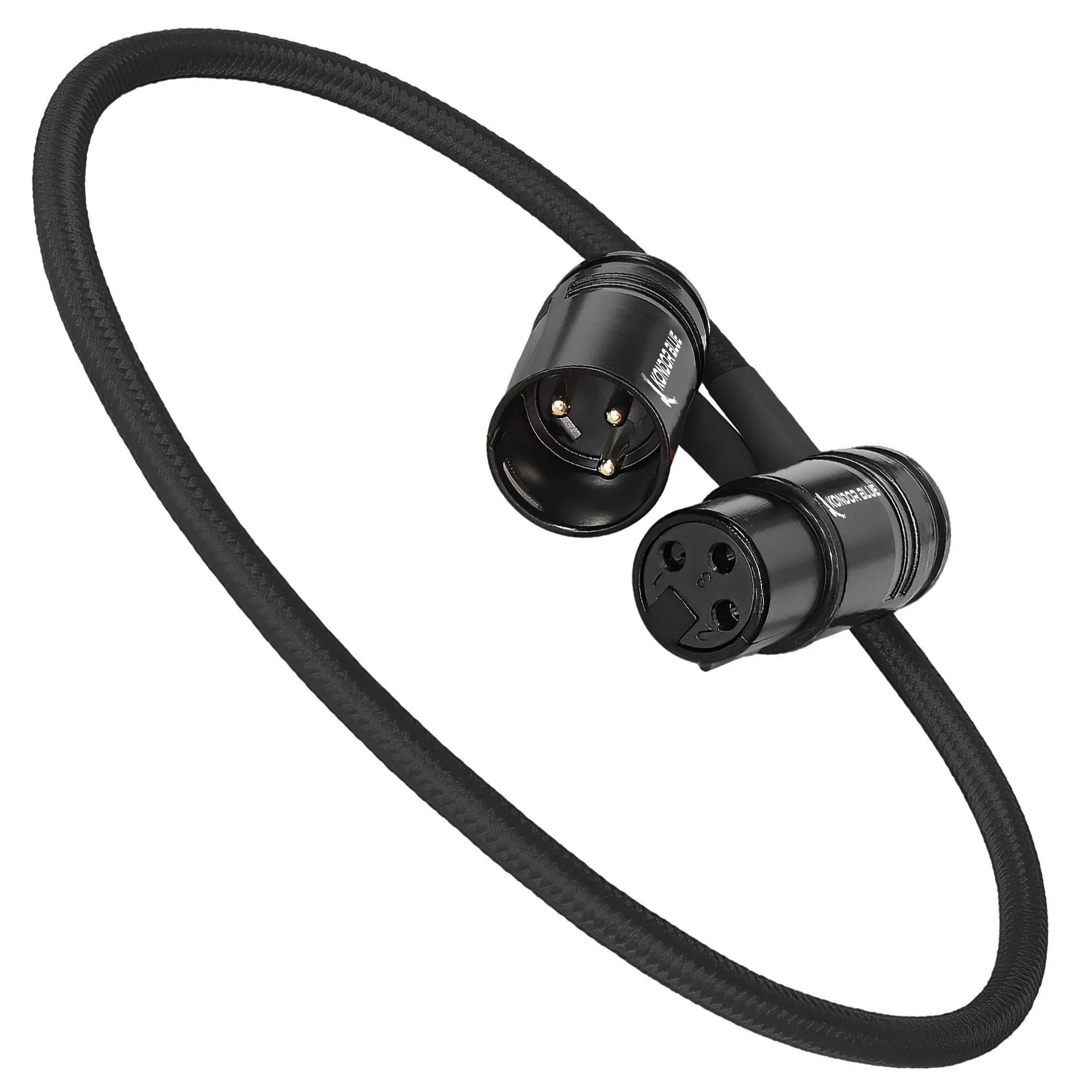 KONDOR BLUE | 16” Straight Low Profile Right Angle XLR Cable | Cameras, Microphones, Studio Audio, & Lightweight with Adjustable Angle | Black - Image 2