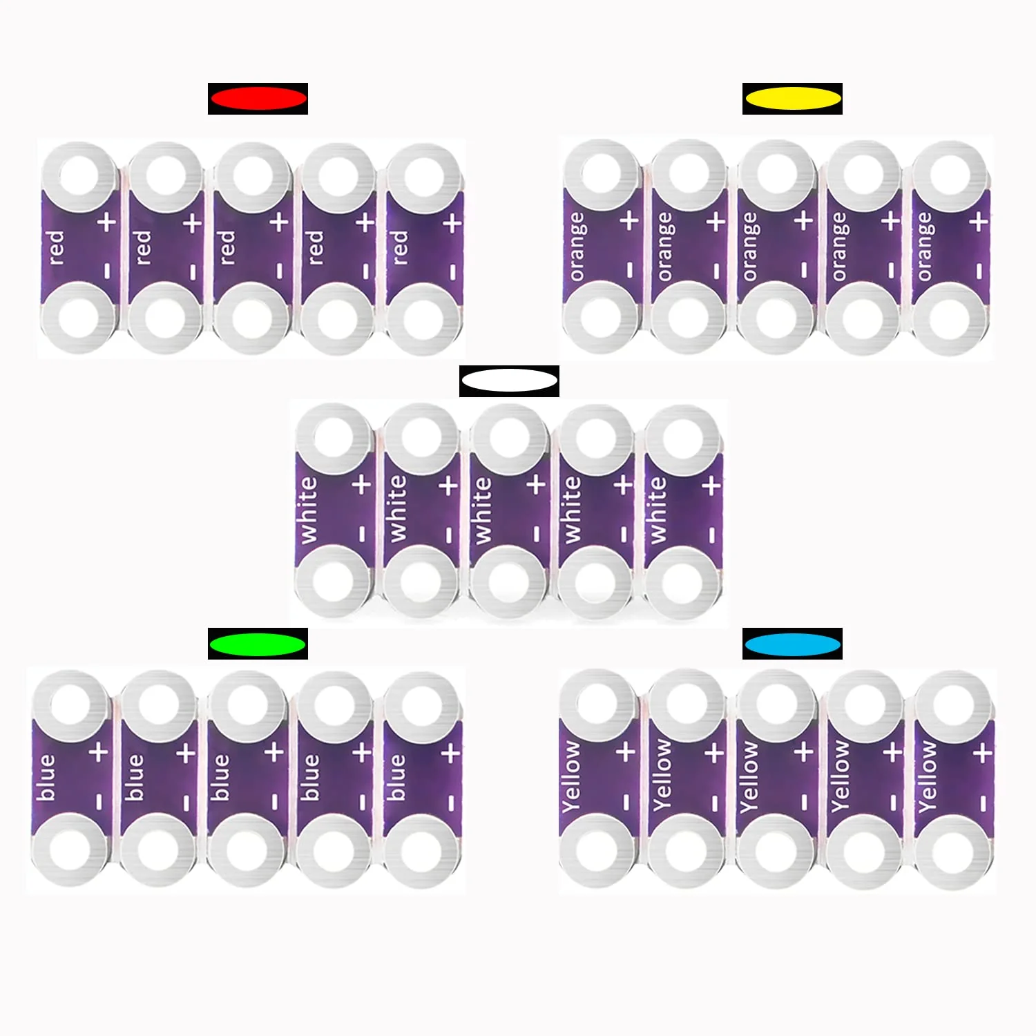 KOOKYE 25x LEDs Red/Yellow/White/Blue/Green for Arduino and Raspberry Pi Microcontroller (5x LEDs in Five Colours) - Image 6