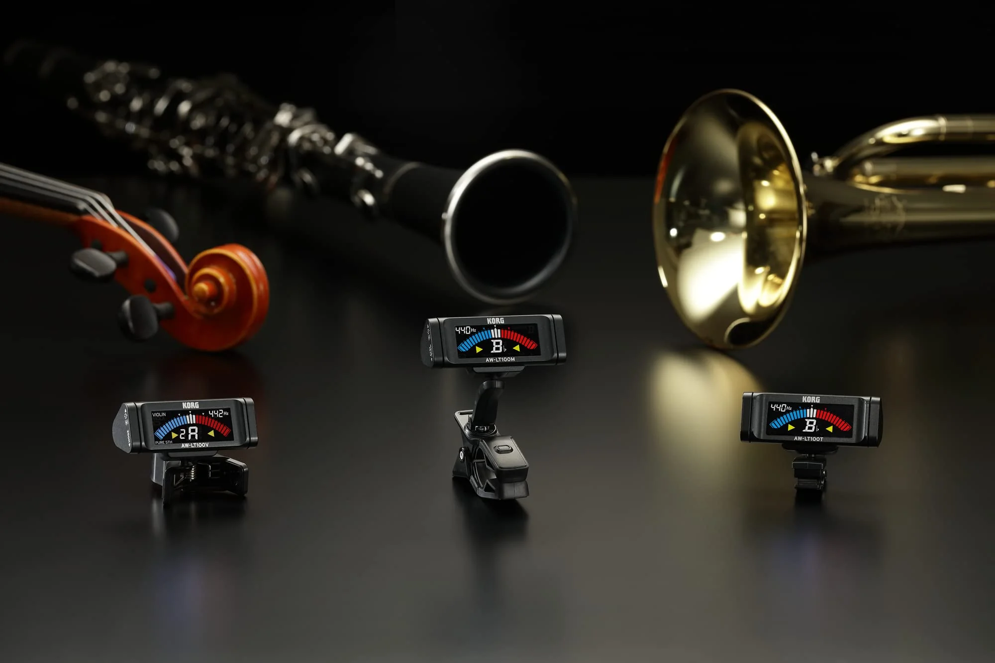 Korg AWLT100T Clip-on Tuner for Trumpet and Trombone w/ 100-Hour Battery Life and Color LCD Display Trumpet/Trombone - Image 2