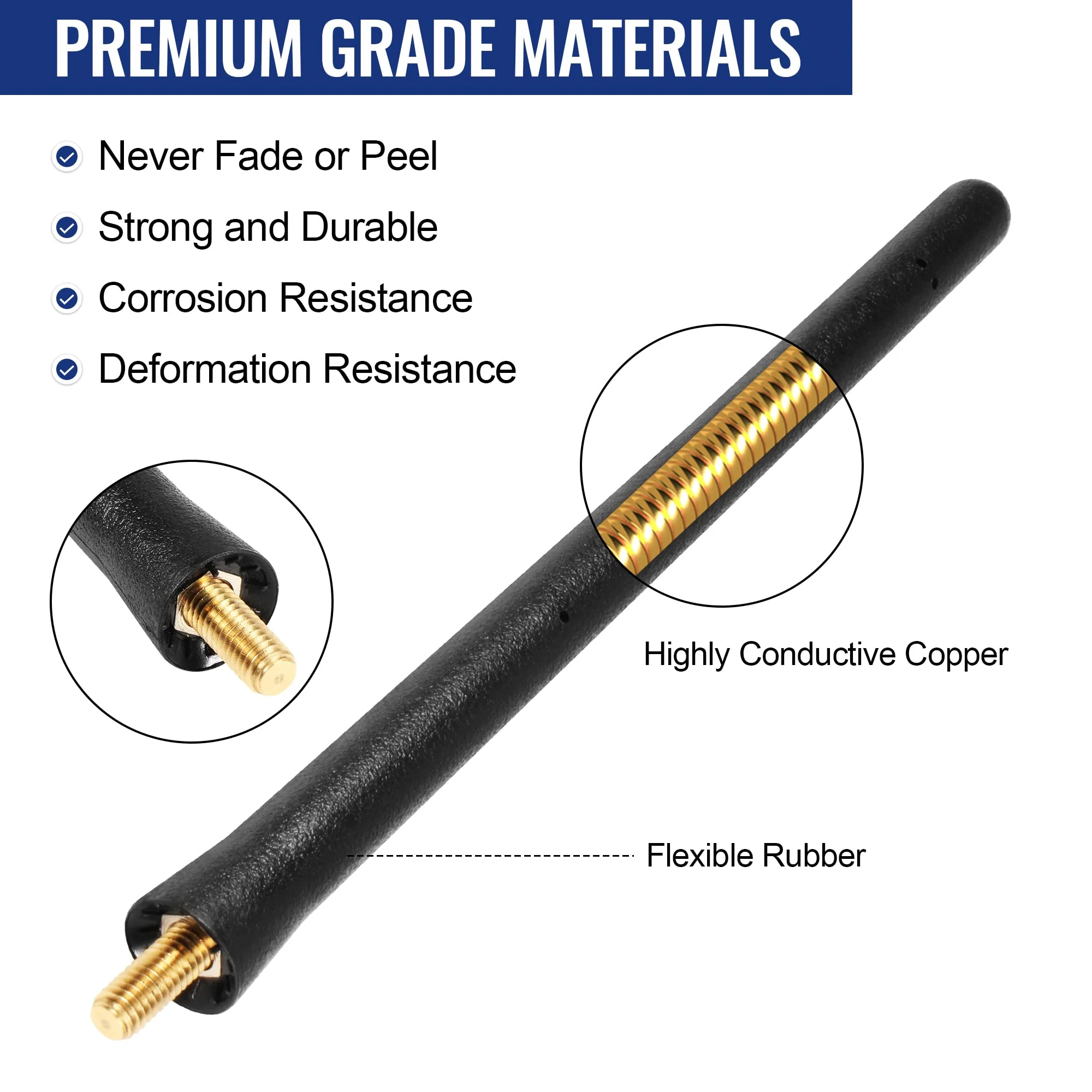 KSaAuto 6 3/4 Inch Antenna for 1995-2015 Toyota Tacoma - Flexible Rubber Short Tacoma Antenna for FM AM Reception - Image 2
