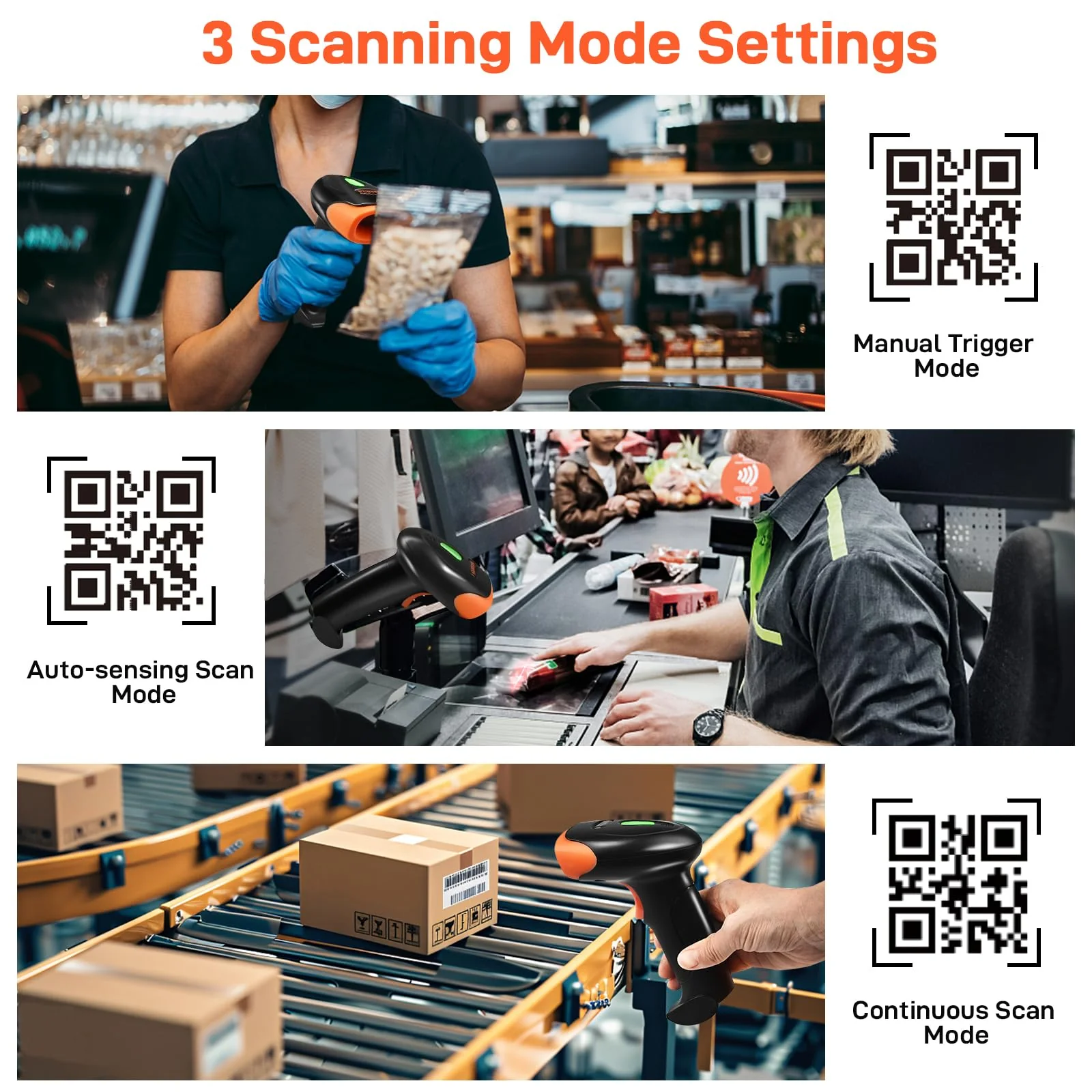 KUIIYER Bluetooth Barcode Scanner, Wireless 2D QR 1D Bar Code Scanners Handheld Barcode Reader with Updated 800 X 600 Pixel CMOS, Plug & Play for iPhone, Android, iPad, Tablet, PC Computers & POS - Image 5