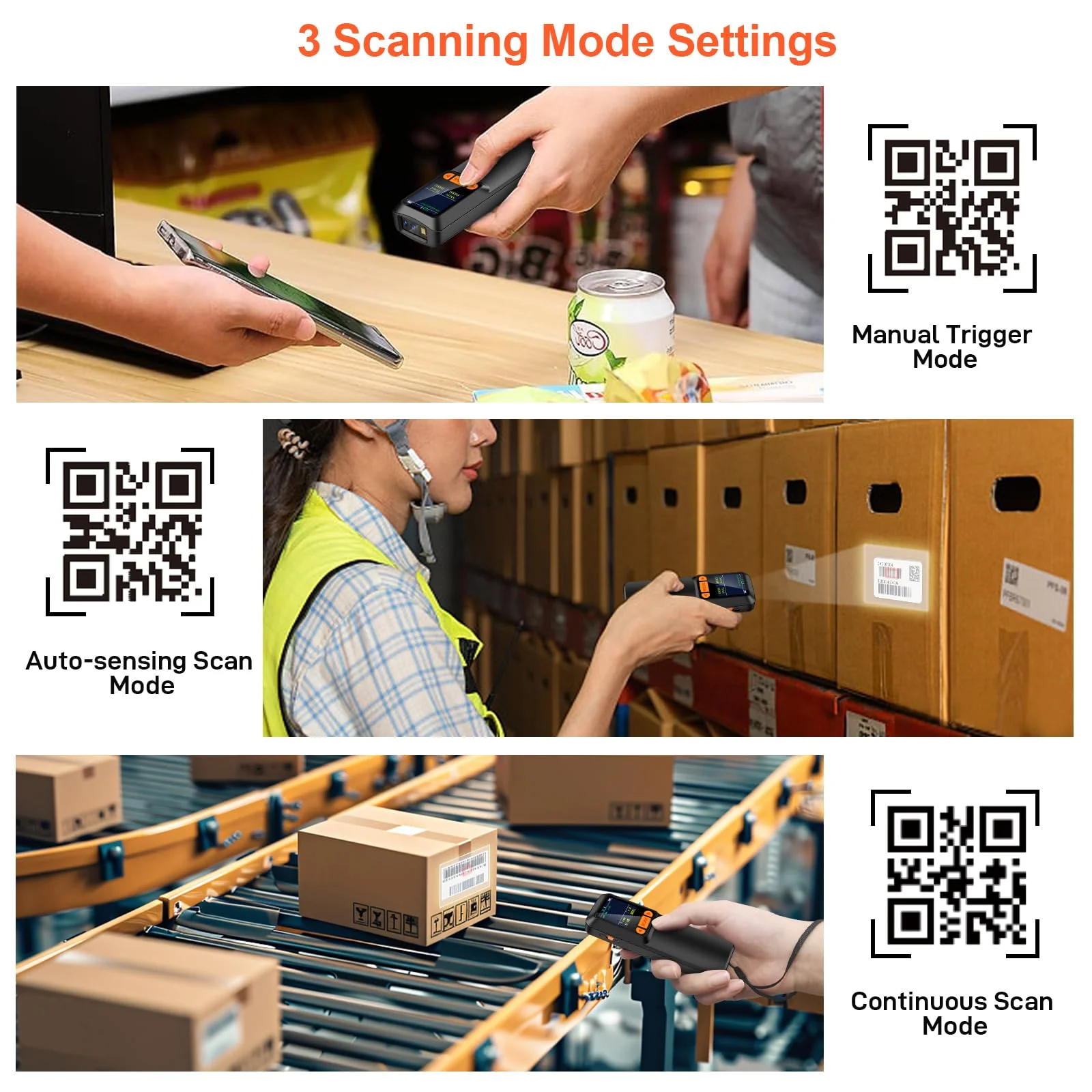 KUIIYER Mini Bluetooth Barcode Scanner, Wireless 2D QR 1D Bar Code Scanners with LCD Screen Display & Setting Keypad & AI Voice, Small Portable Handheld Barcode Reader for Smart Phone, Computers & POS - Image 6