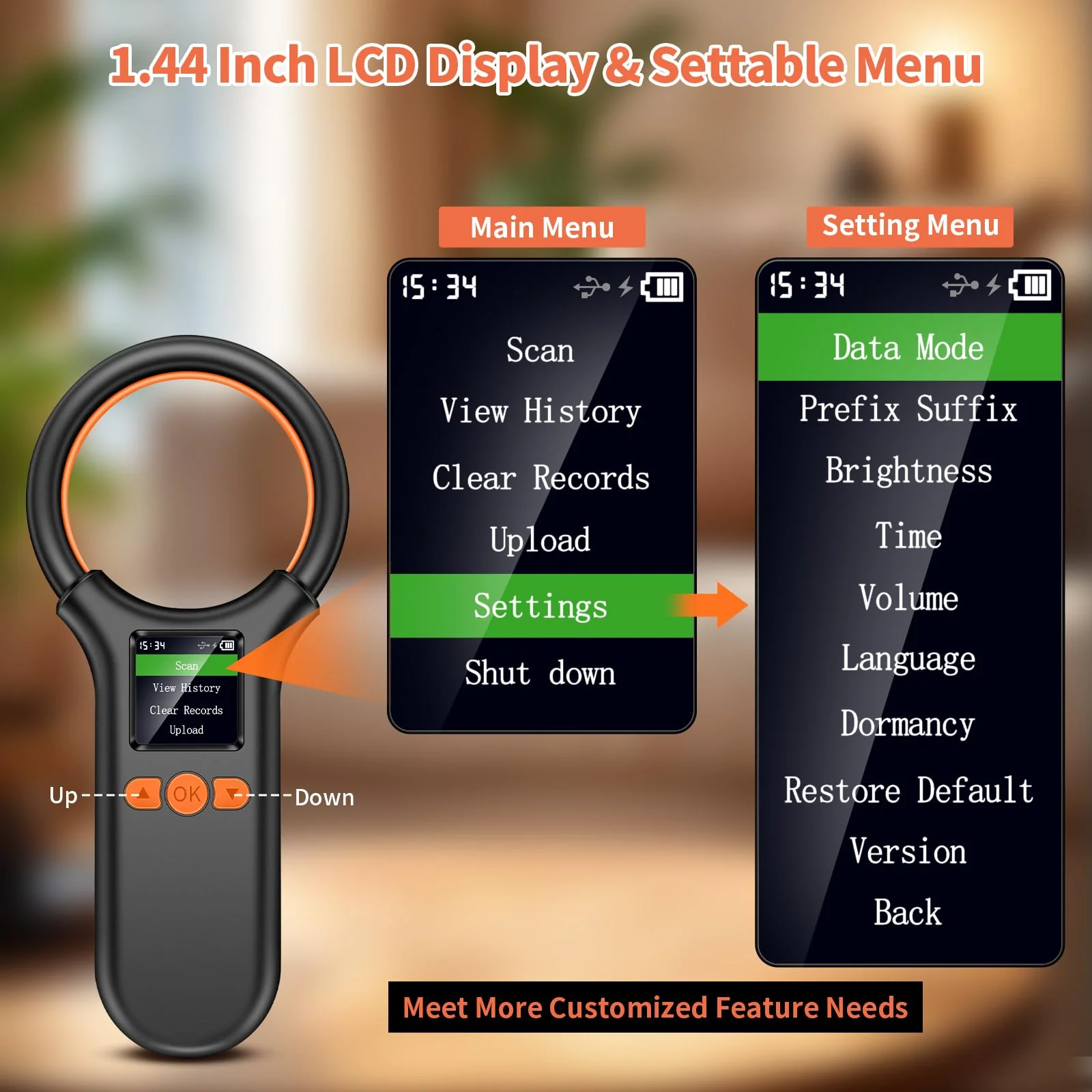 KUIIYER Pet Microchip Scanner, Rechargeable RFID EMID FDX-B (ISO 11784/11785) Micro Chip Reader with LCD Screen Display & 500 Storage Records, 15 Digit Pet Chip Scanner for Dog/Cat/Pig/Animal - Image 2