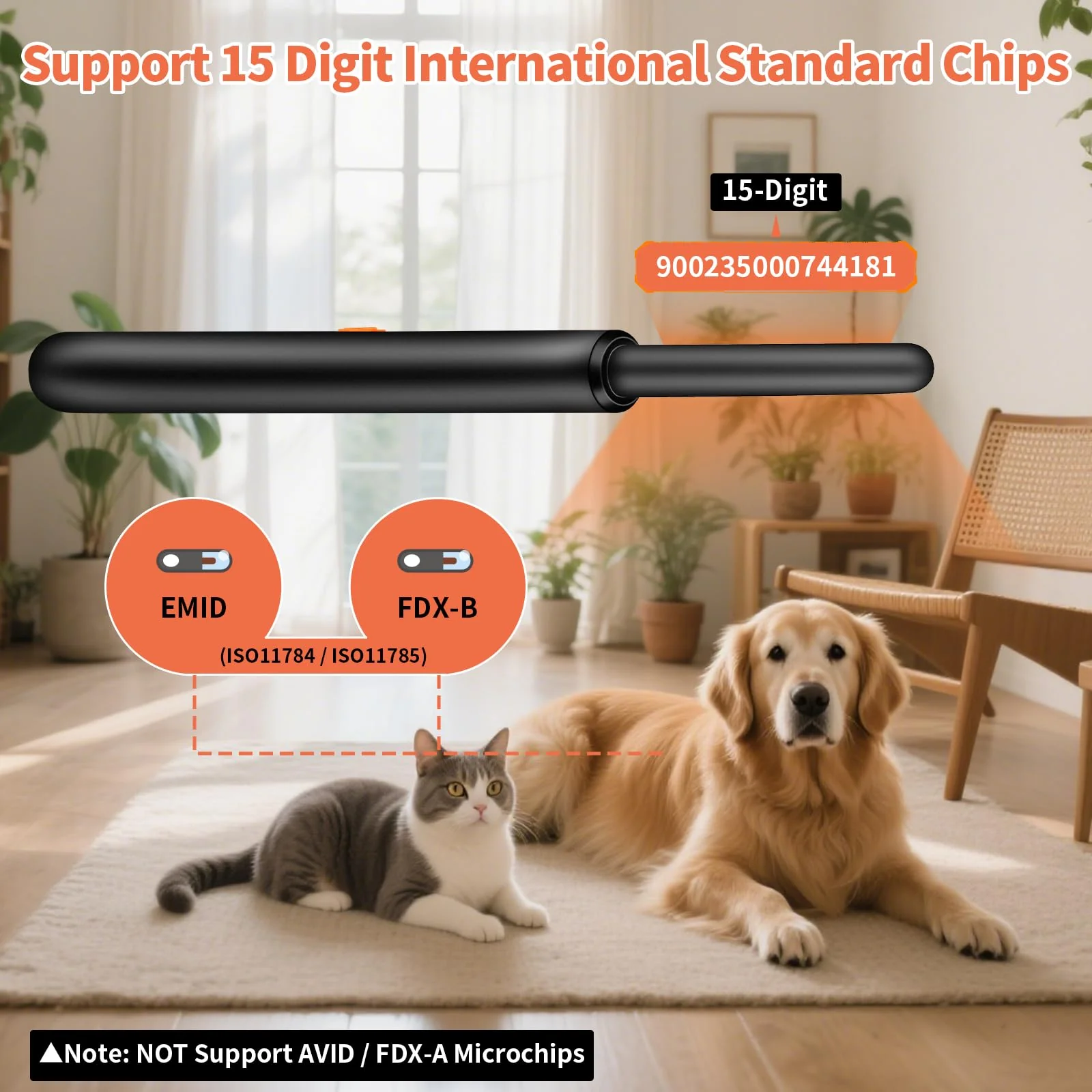 KUIIYER Pet Microchip Scanner, Rechargeable RFID EMID FDX-B (ISO 11784/11785) Micro Chip Reader with LCD Screen Display & 500 Storage Records, 15 Digit Pet Chip Scanner for Dog/Cat/Pig/Animal - Image 3