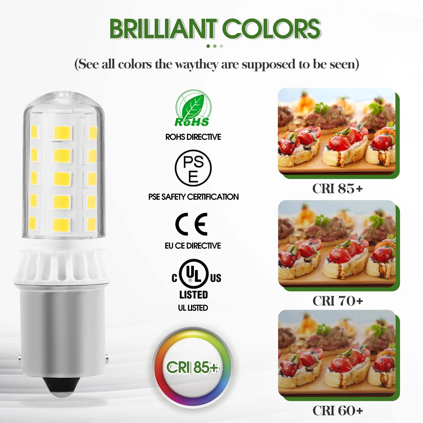 KUNKA B15S 12V LED Lamp 3W 400 Lumens, CRI85, 1156 Socket AC12V-24V for Landscape Patio Light Deck Light Lawn Mower, Snow Blower Replacement, 1103/1141 Single Contact Base (Cool White 6000K, Set of 4) Cool White 6000k 4er-Set - Image 3