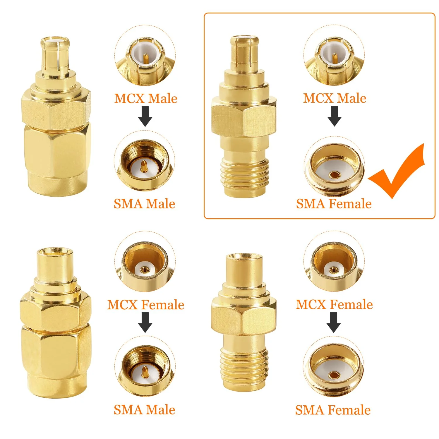 KUOQIY 2 pieces SMA female to MCX male antenna plug, SMA to MCX adapter, for antenna 4G LTE WiFi wireless router GPS system - Image 5